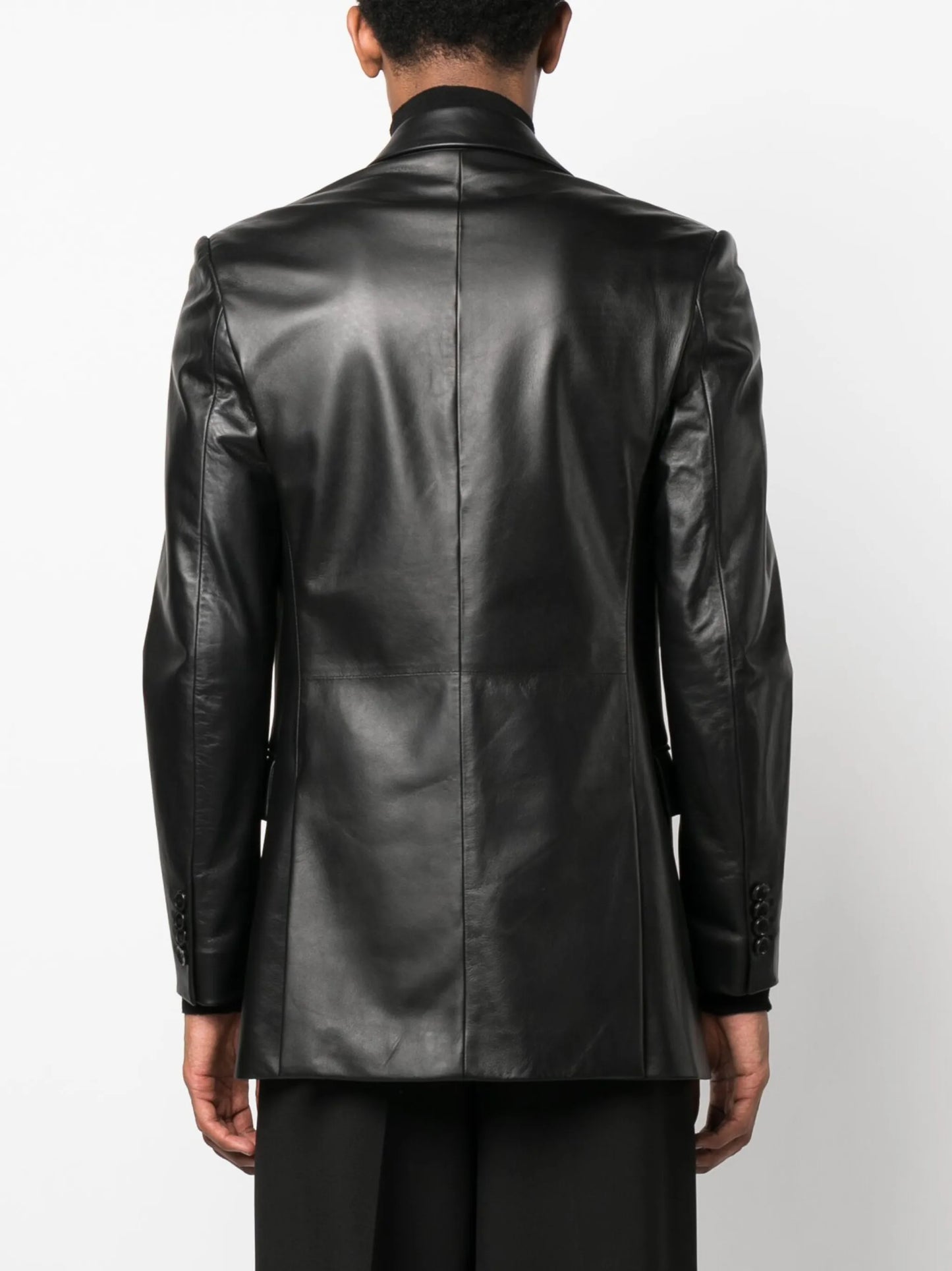 single-breast leather blazer