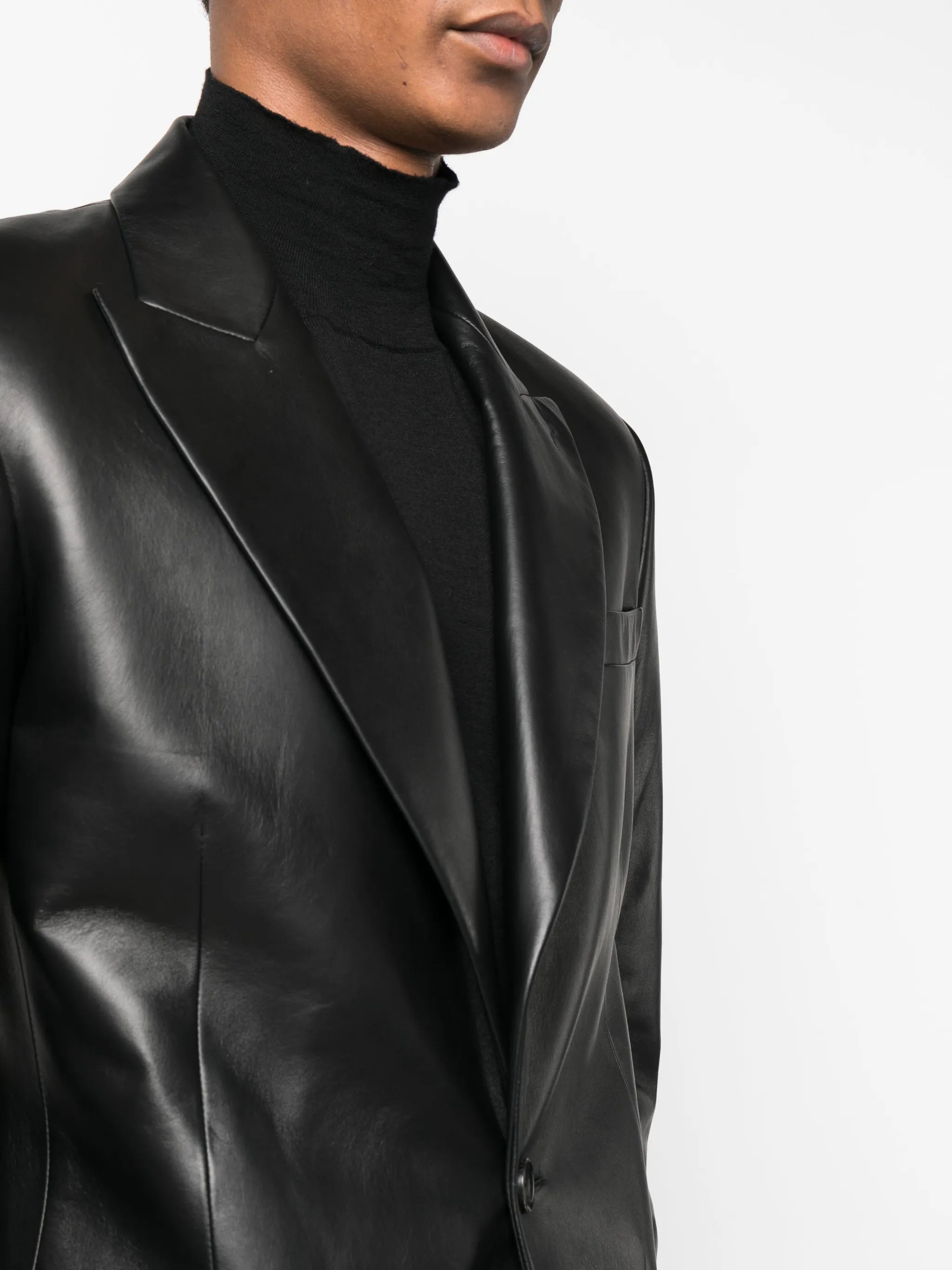 single-breast leather blazer