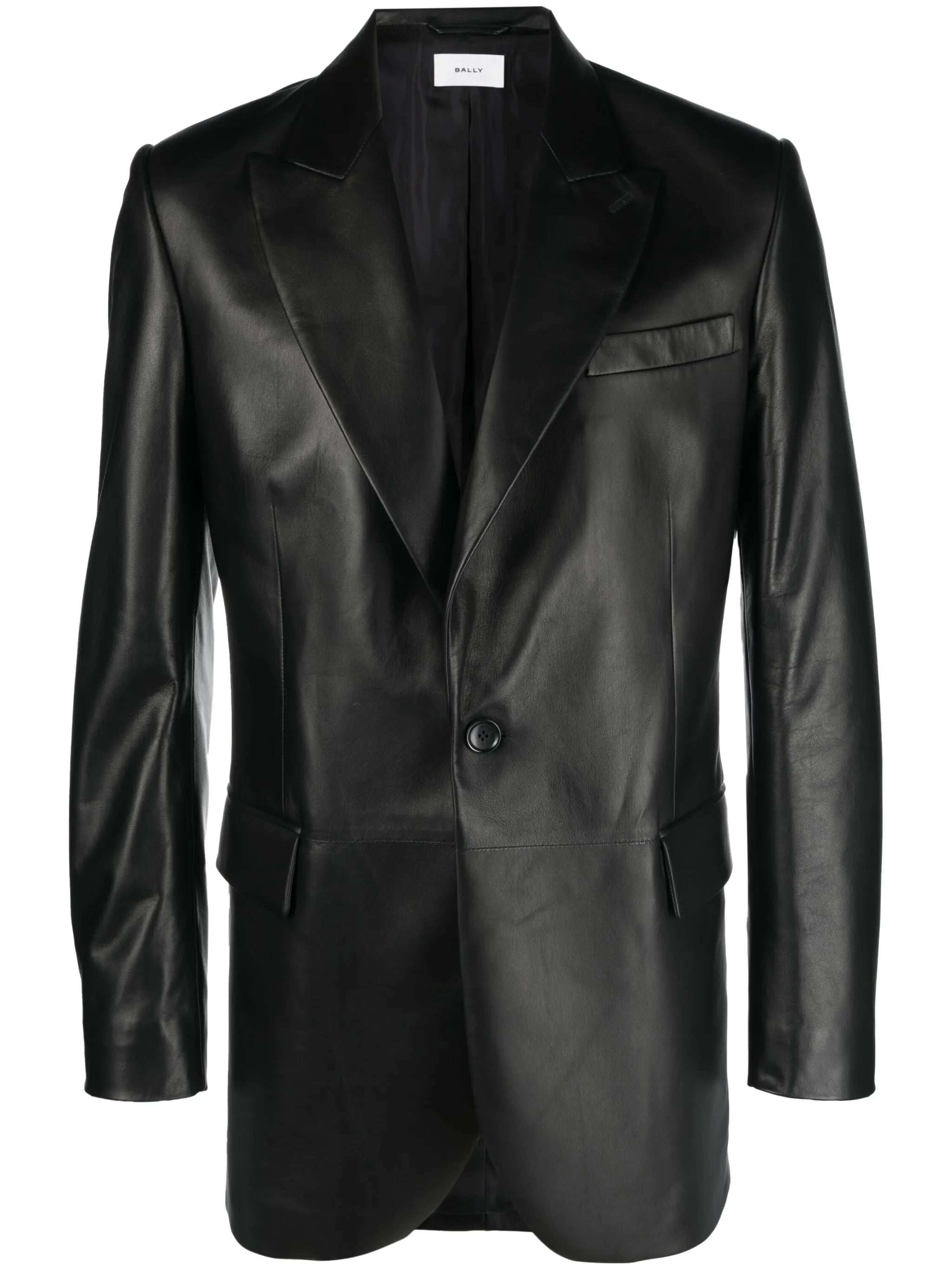single-breast leather blazer