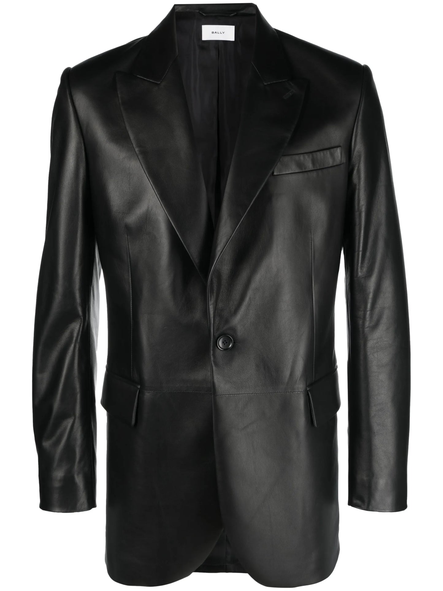 single-breast leather blazer