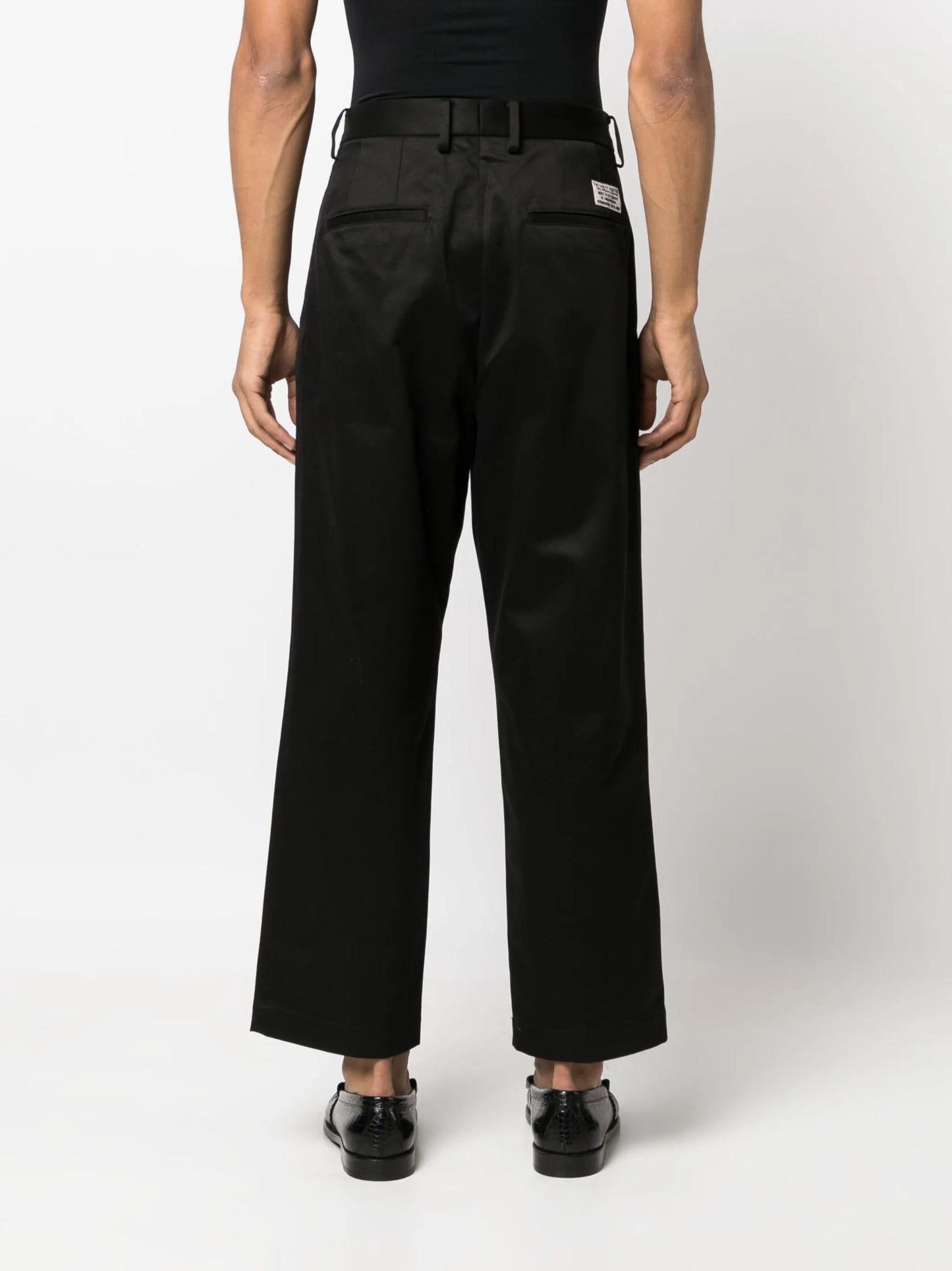 cropped pleated chino trousers