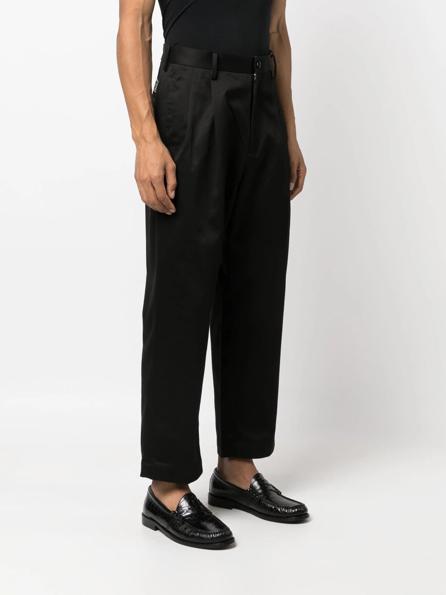 cropped pleated chino trousers