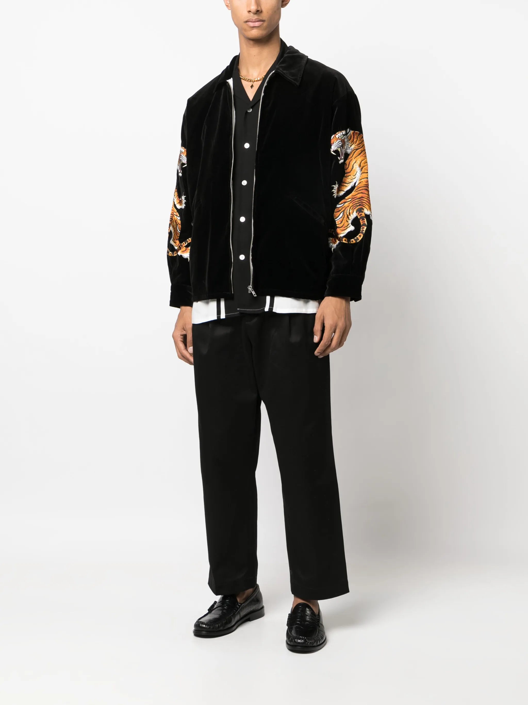 cropped pleated chino trousers