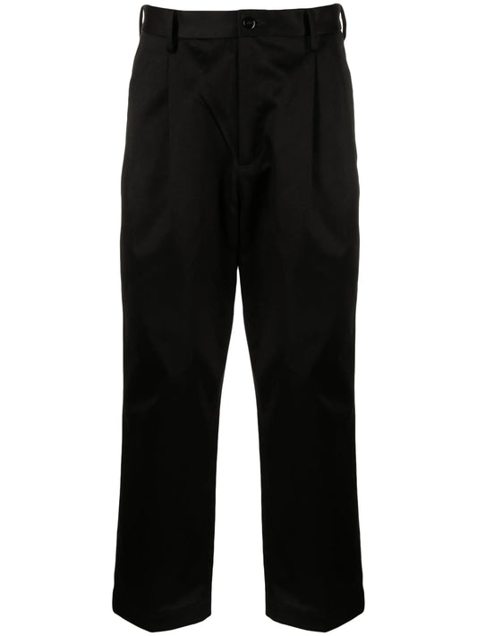 cropped pleated chino trousers