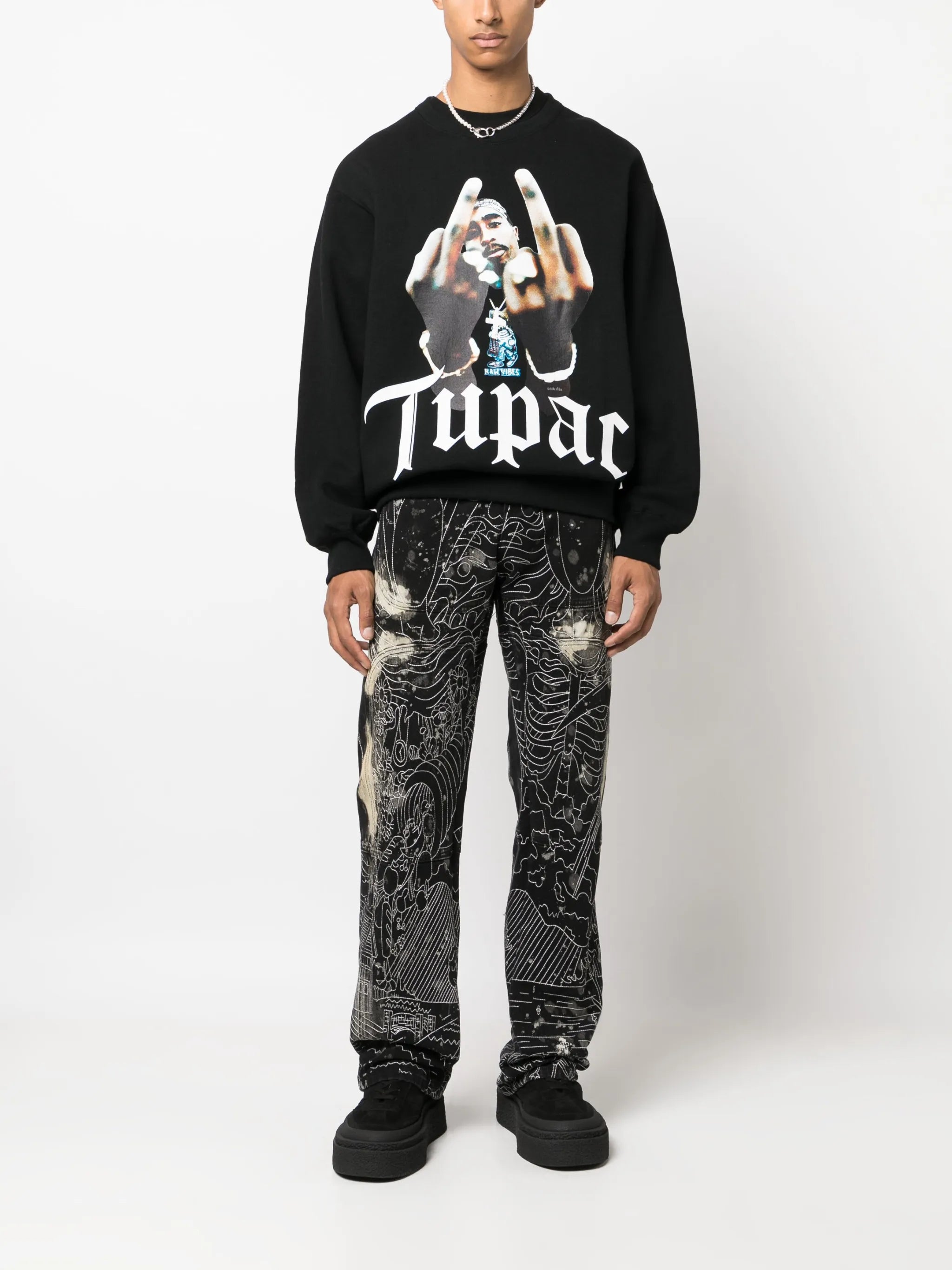 Tupac-print cotton sweatshirt