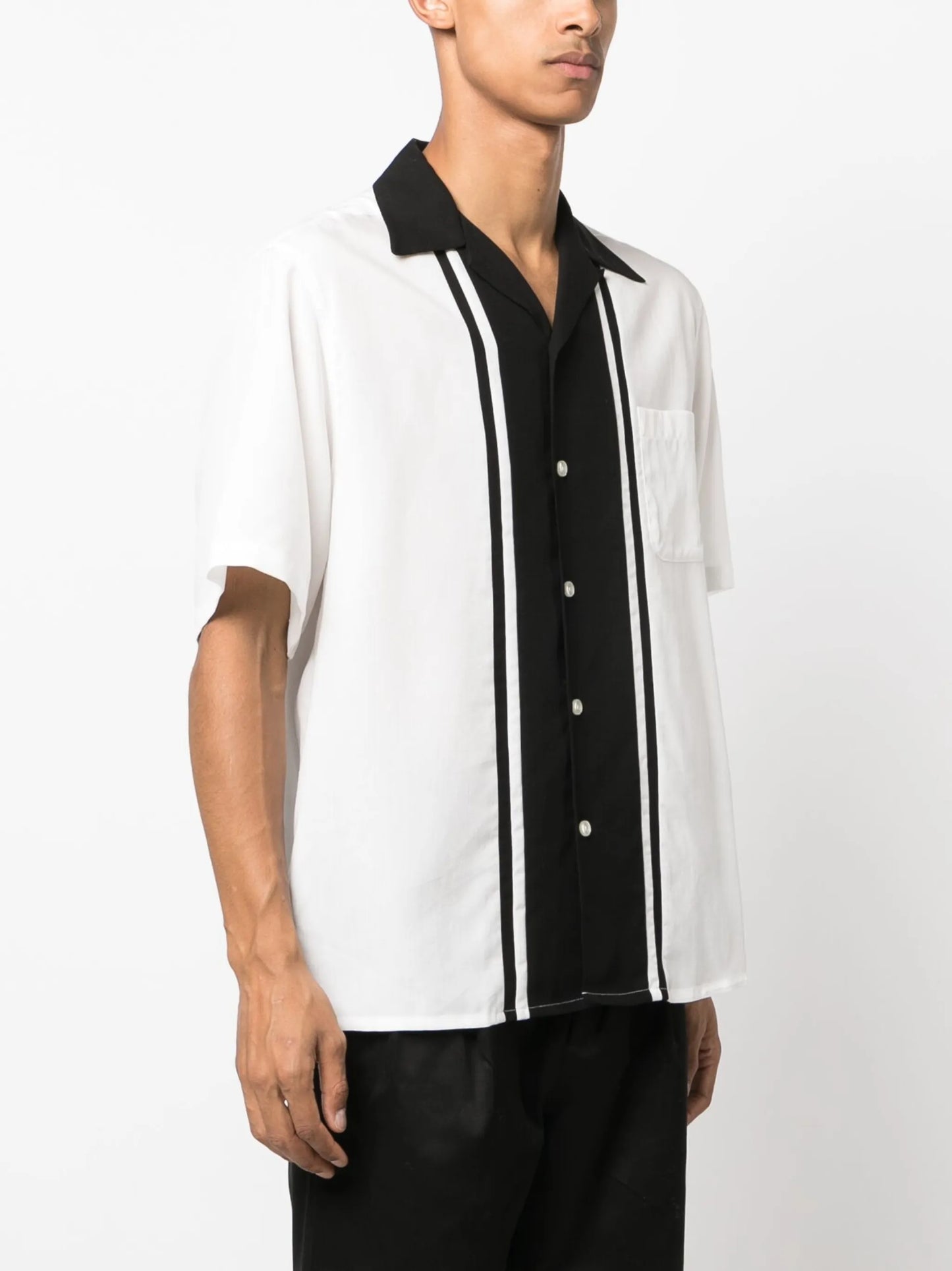 two-tone stripe-print shirt