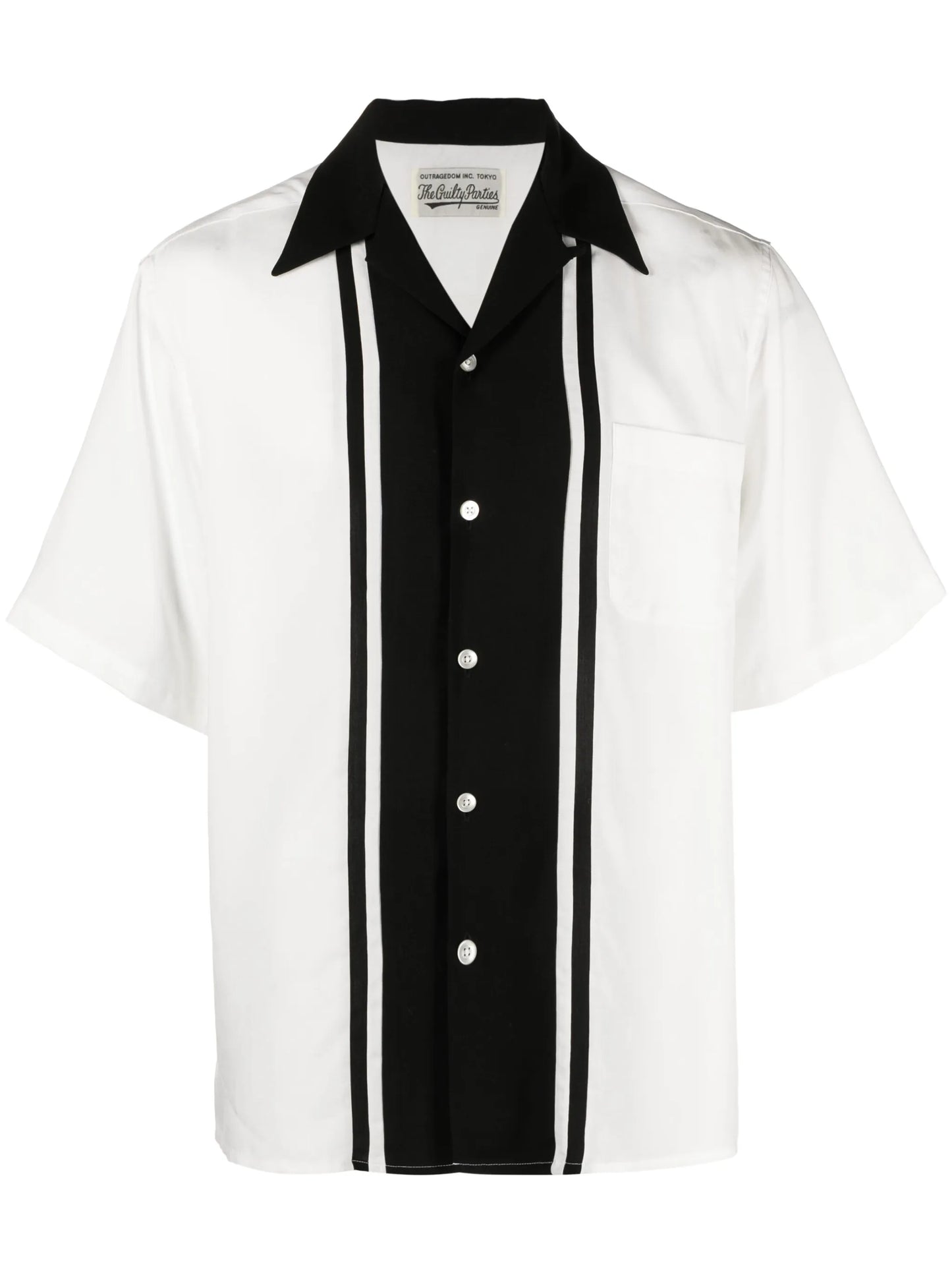 two-tone stripe-print shirt