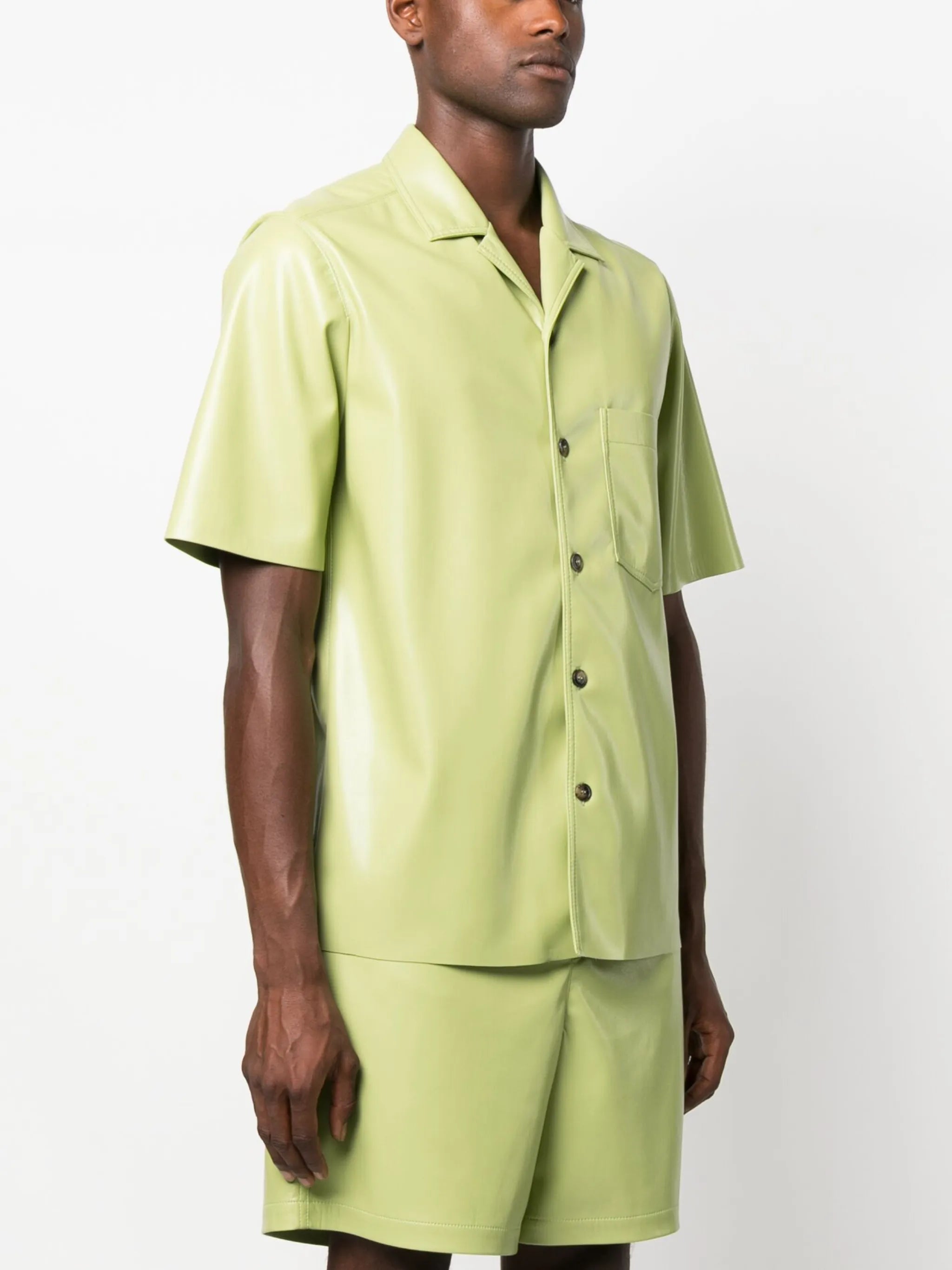 Bodil faux-leather short-sleeve shirt