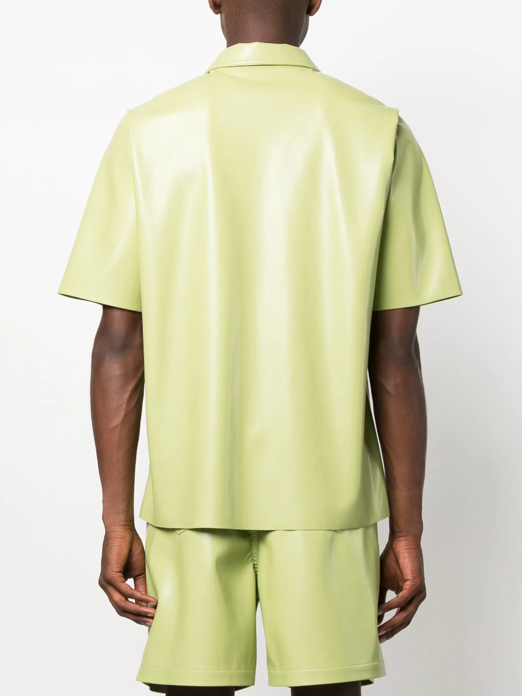 Bodil faux-leather short-sleeve shirt