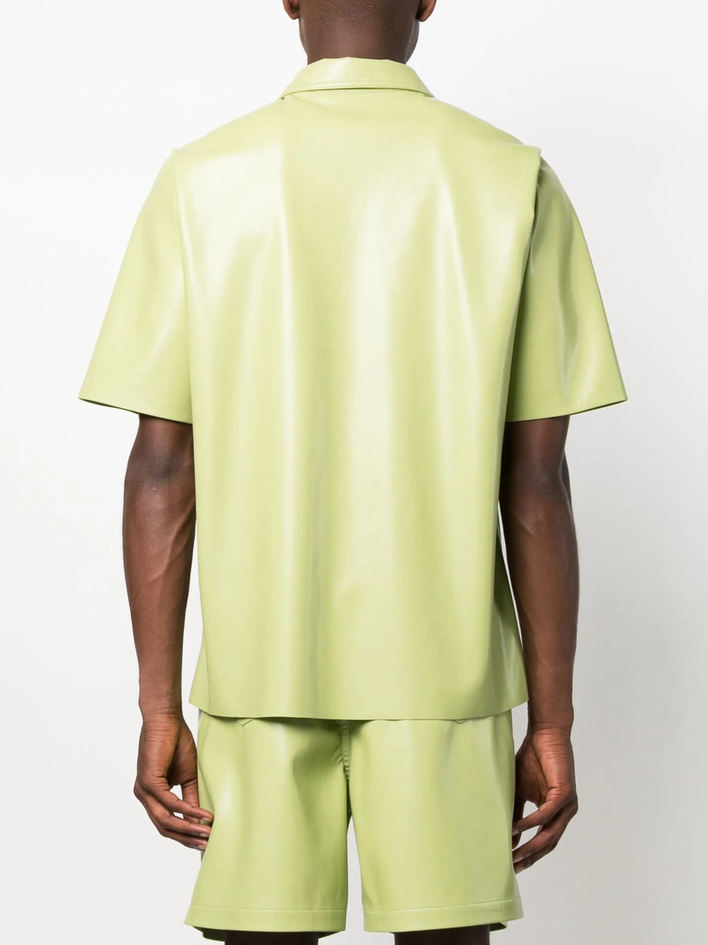 Bodil faux-leather short-sleeve shirt