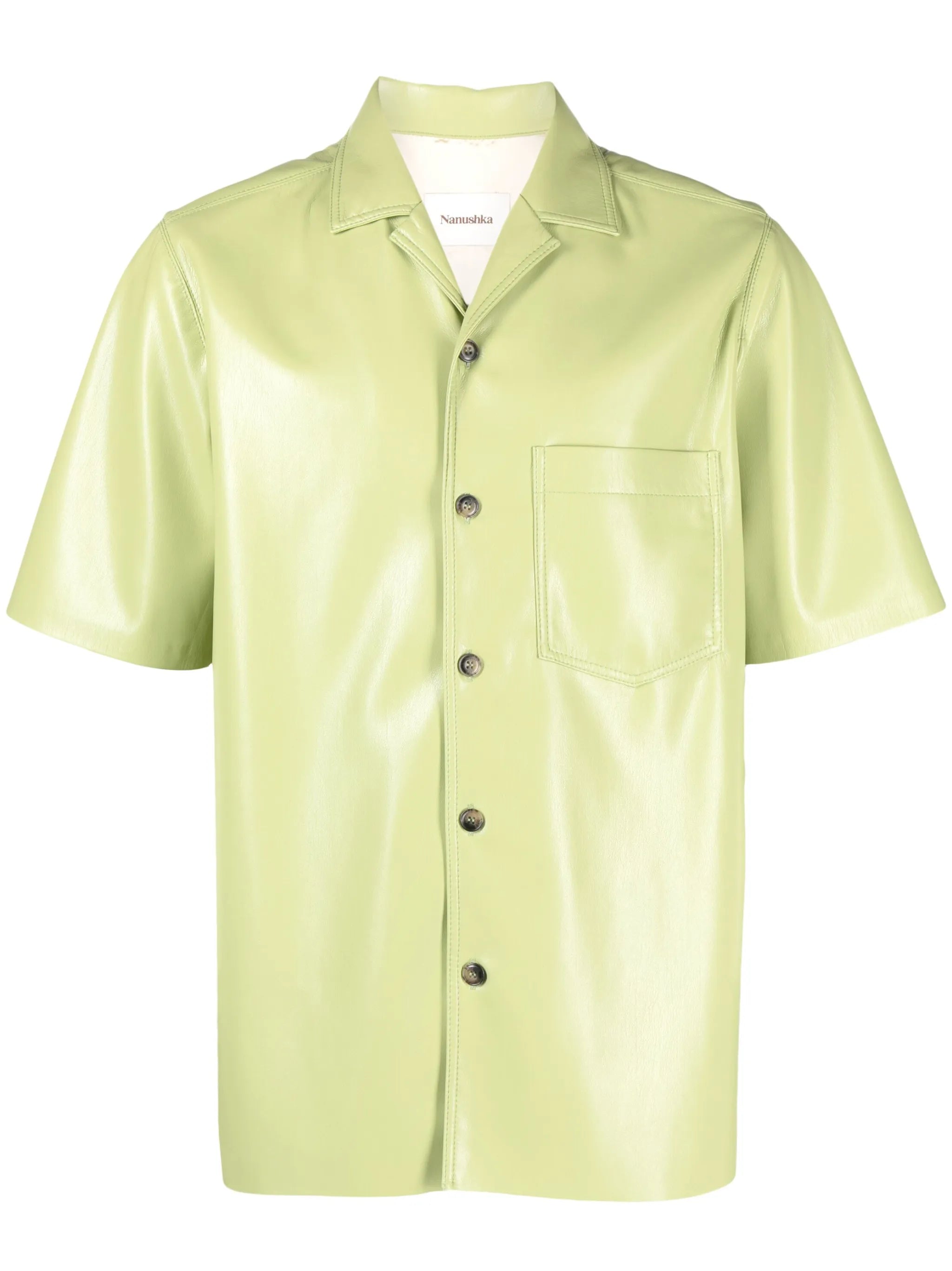 Bodil faux-leather short-sleeve shirt