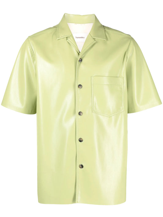 Bodil faux-leather short-sleeve shirt