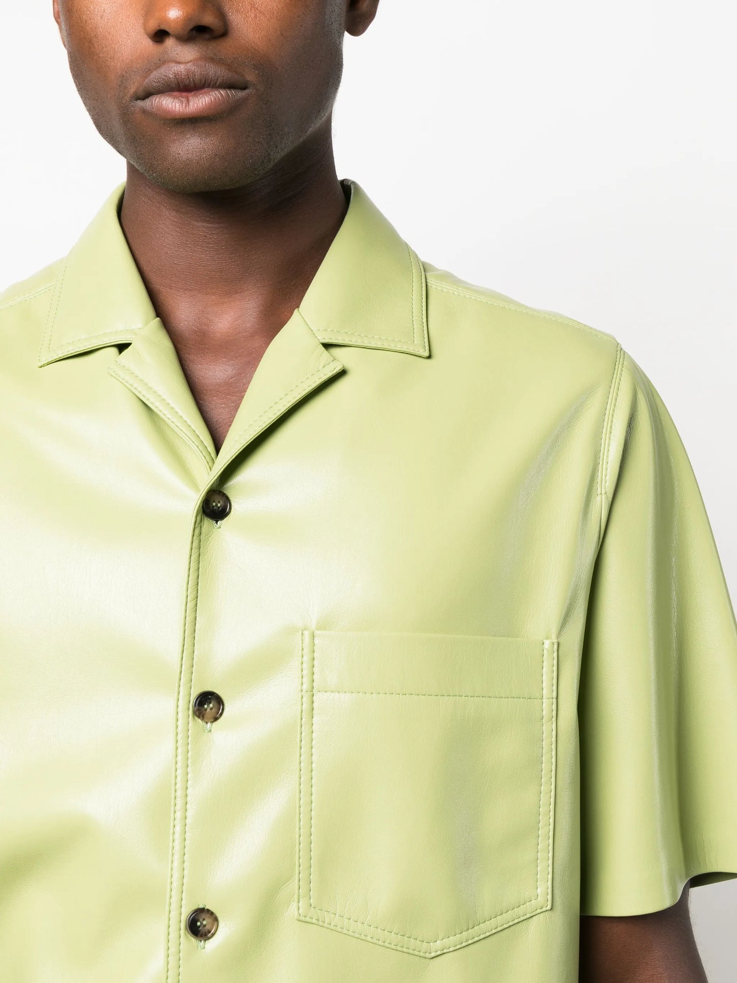 Bodil faux-leather short-sleeve shirt