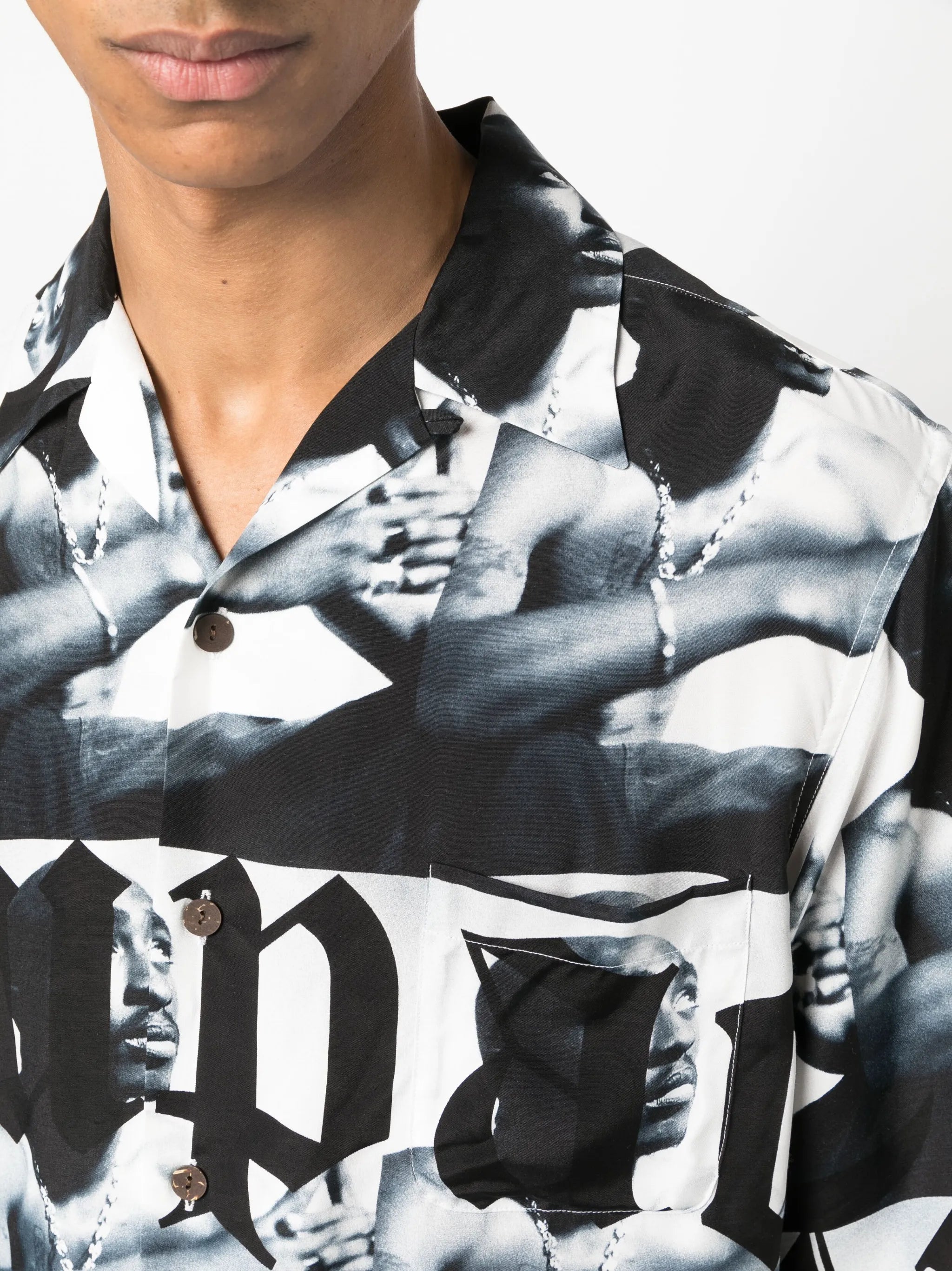 Tupac camp-collar shirt