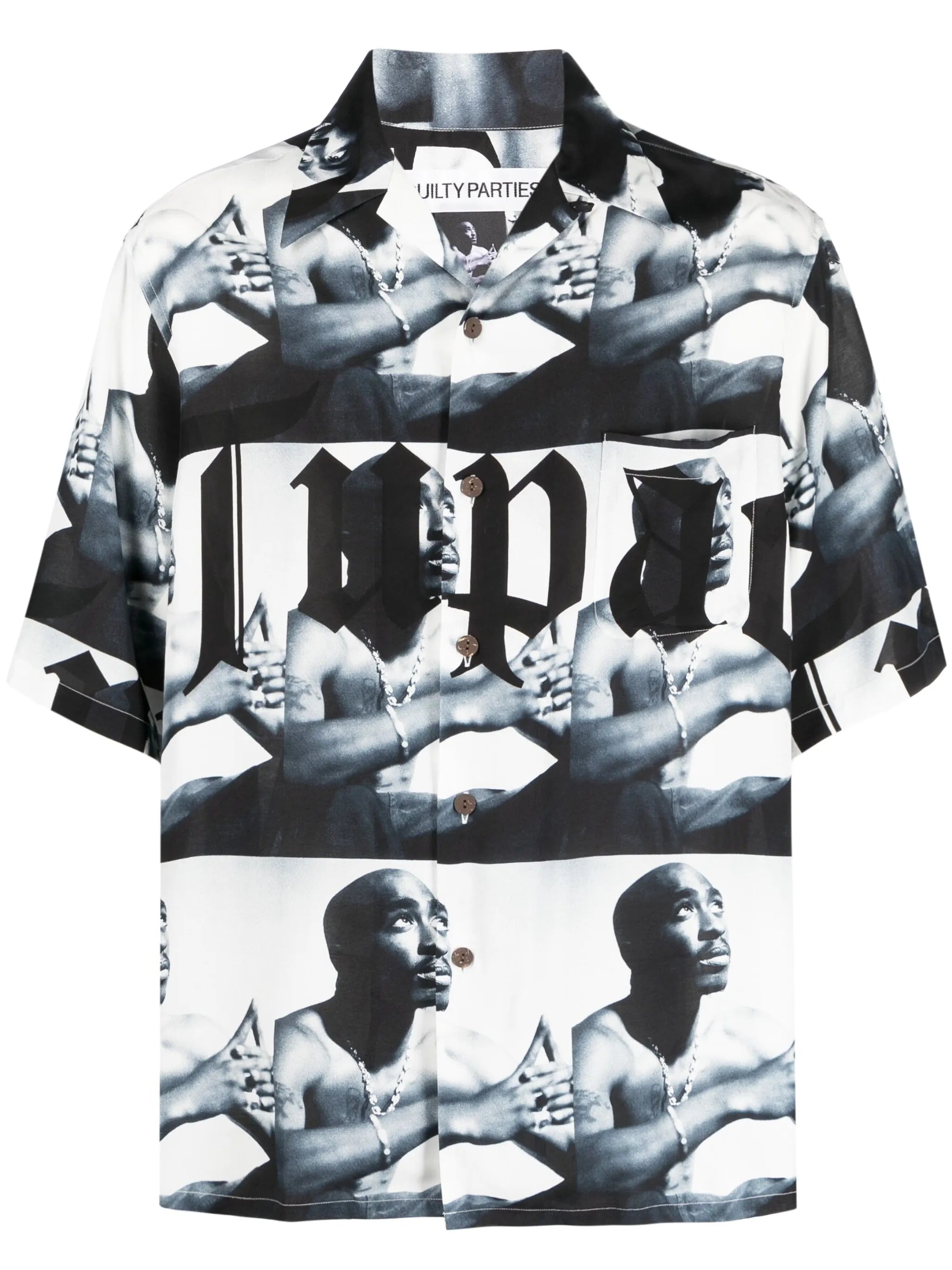 Tupac camp-collar shirt