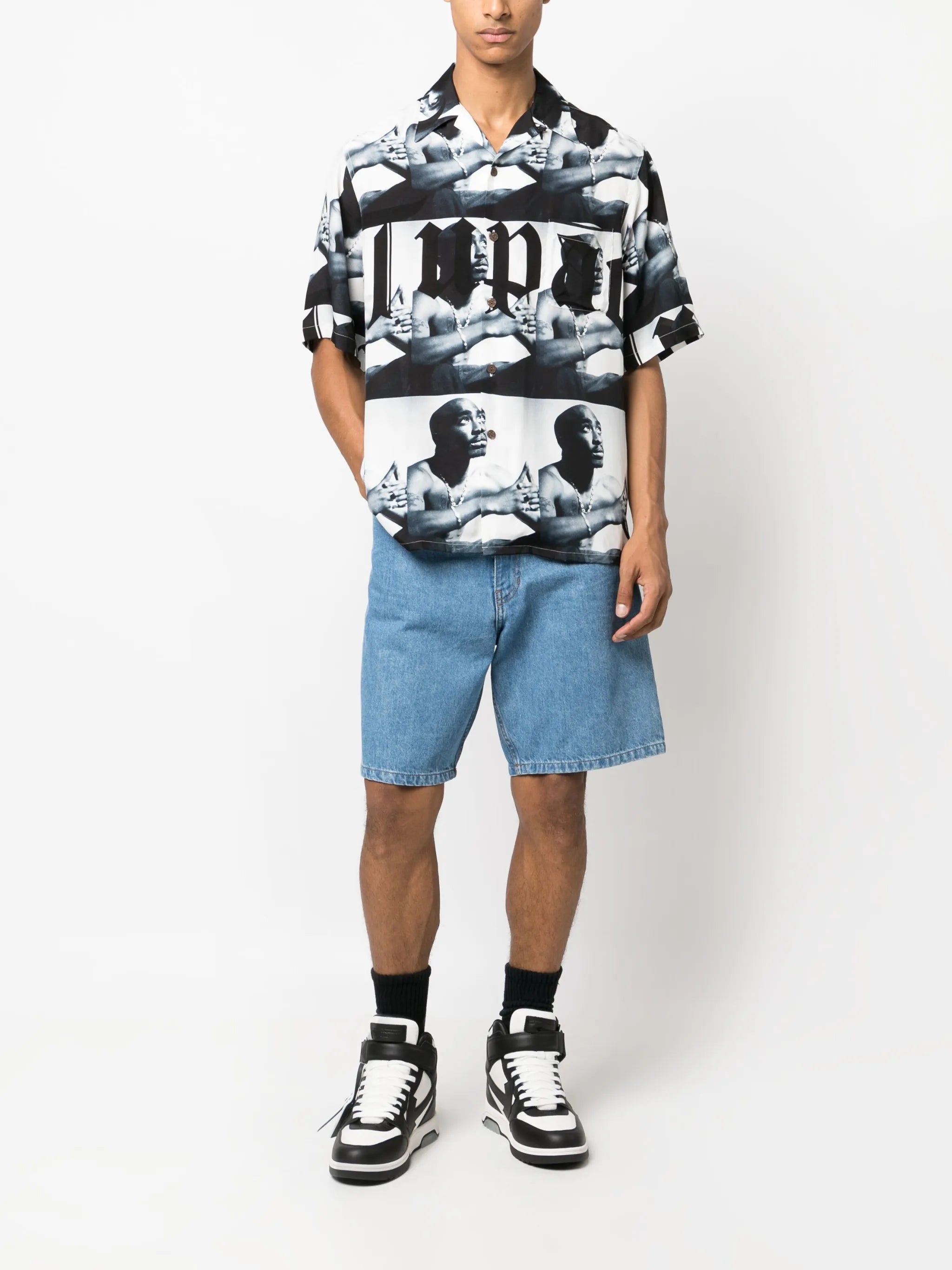 Tupac camp-collar shirt