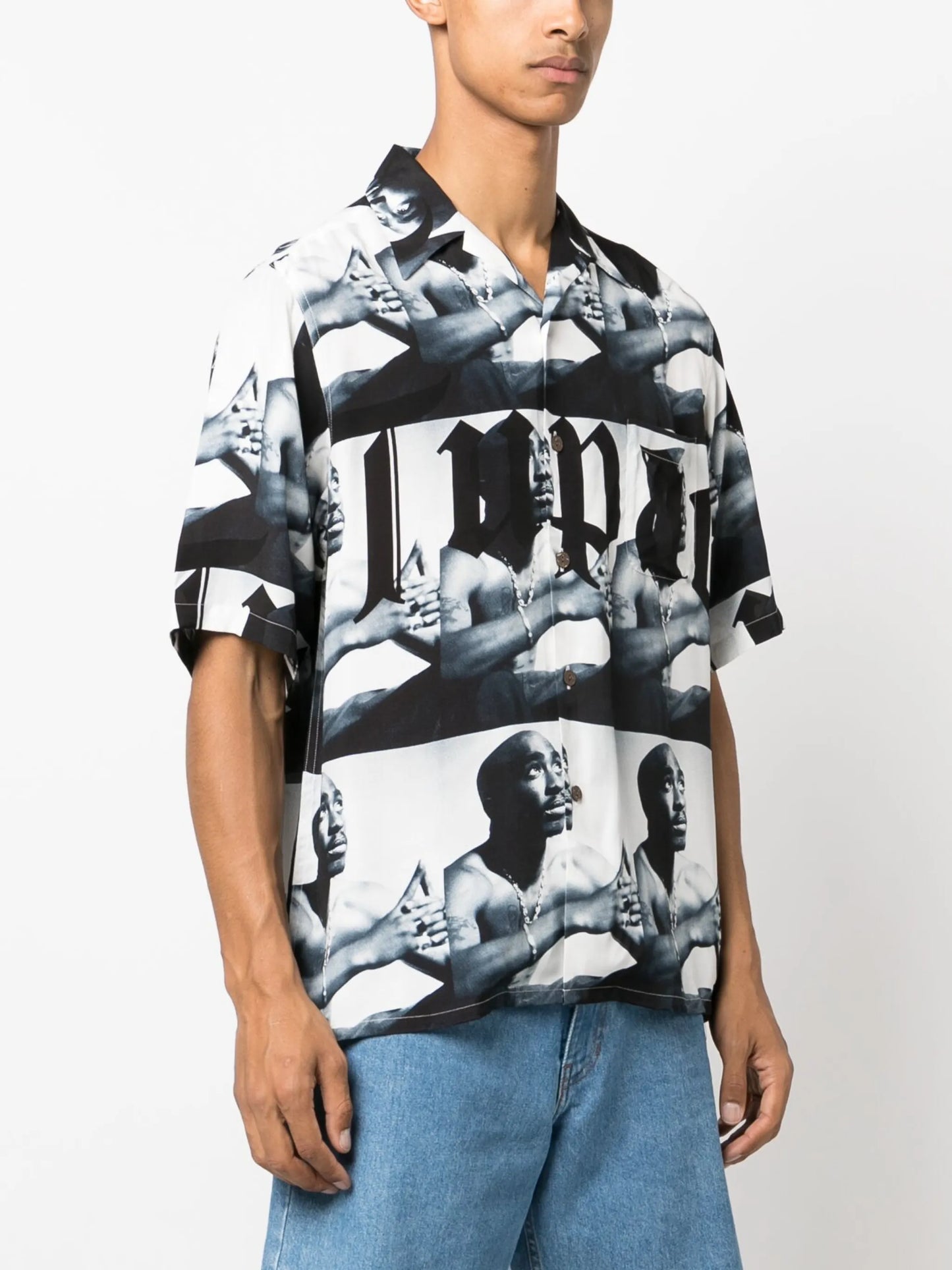 Tupac camp-collar shirt