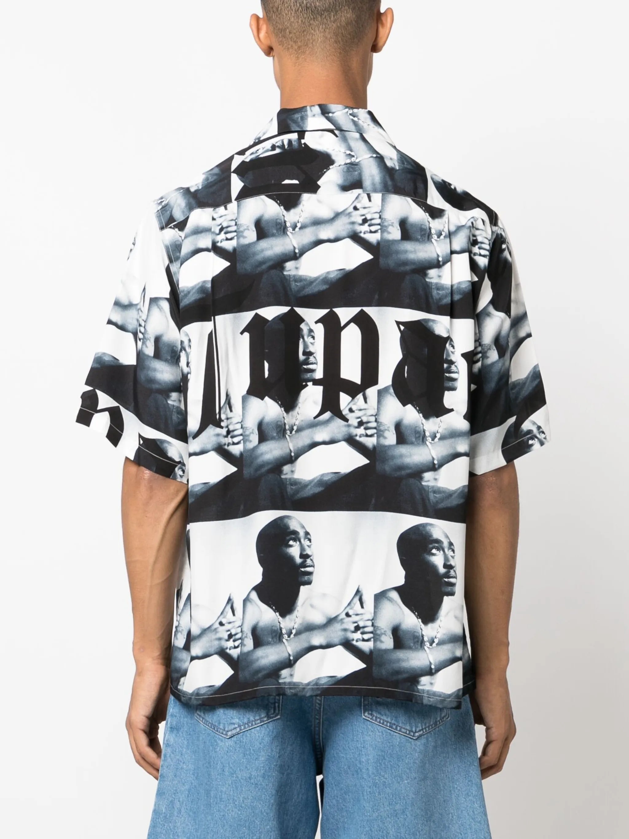 Tupac camp-collar shirt