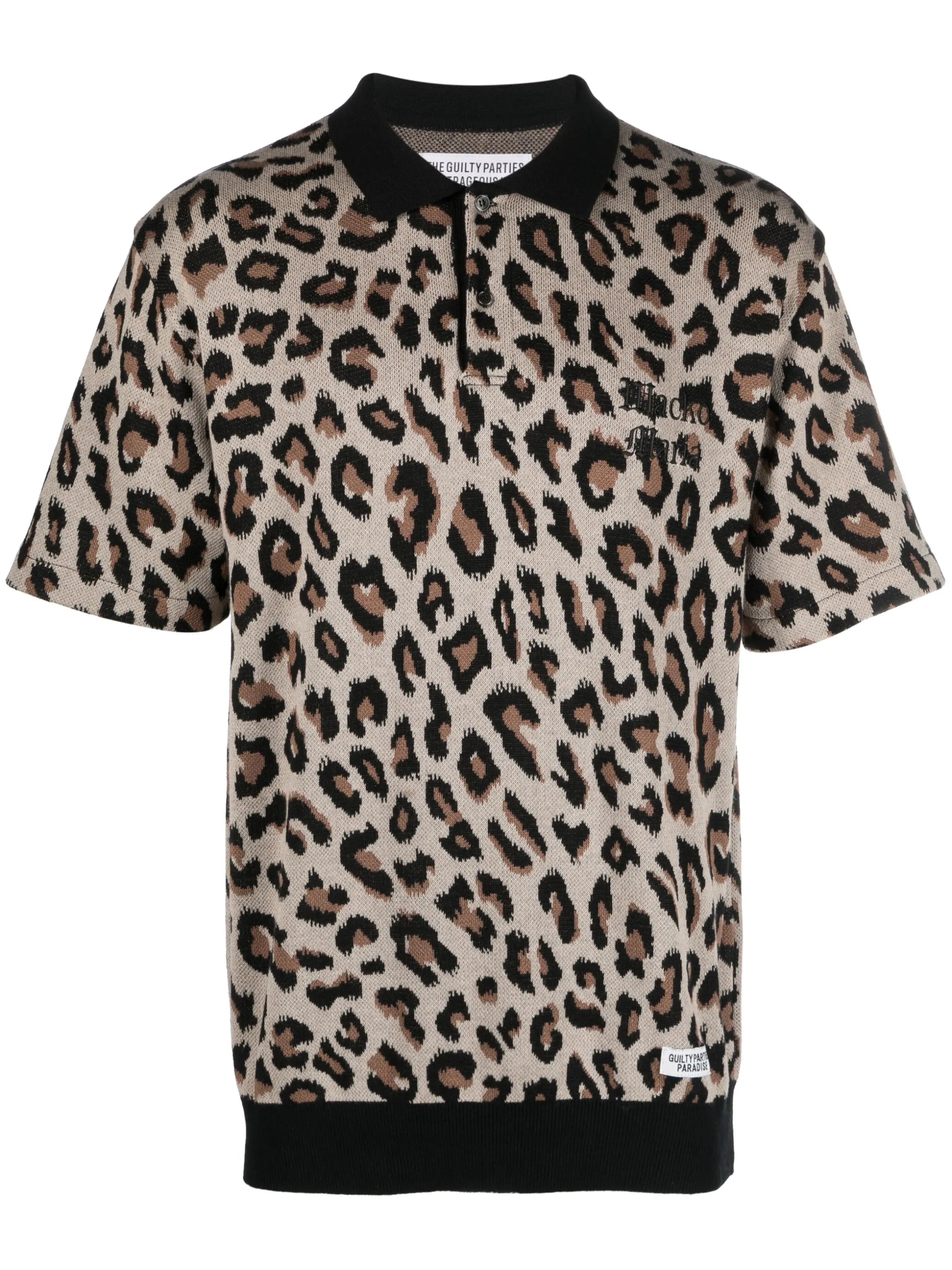intarsia-knit leopard polo shirt