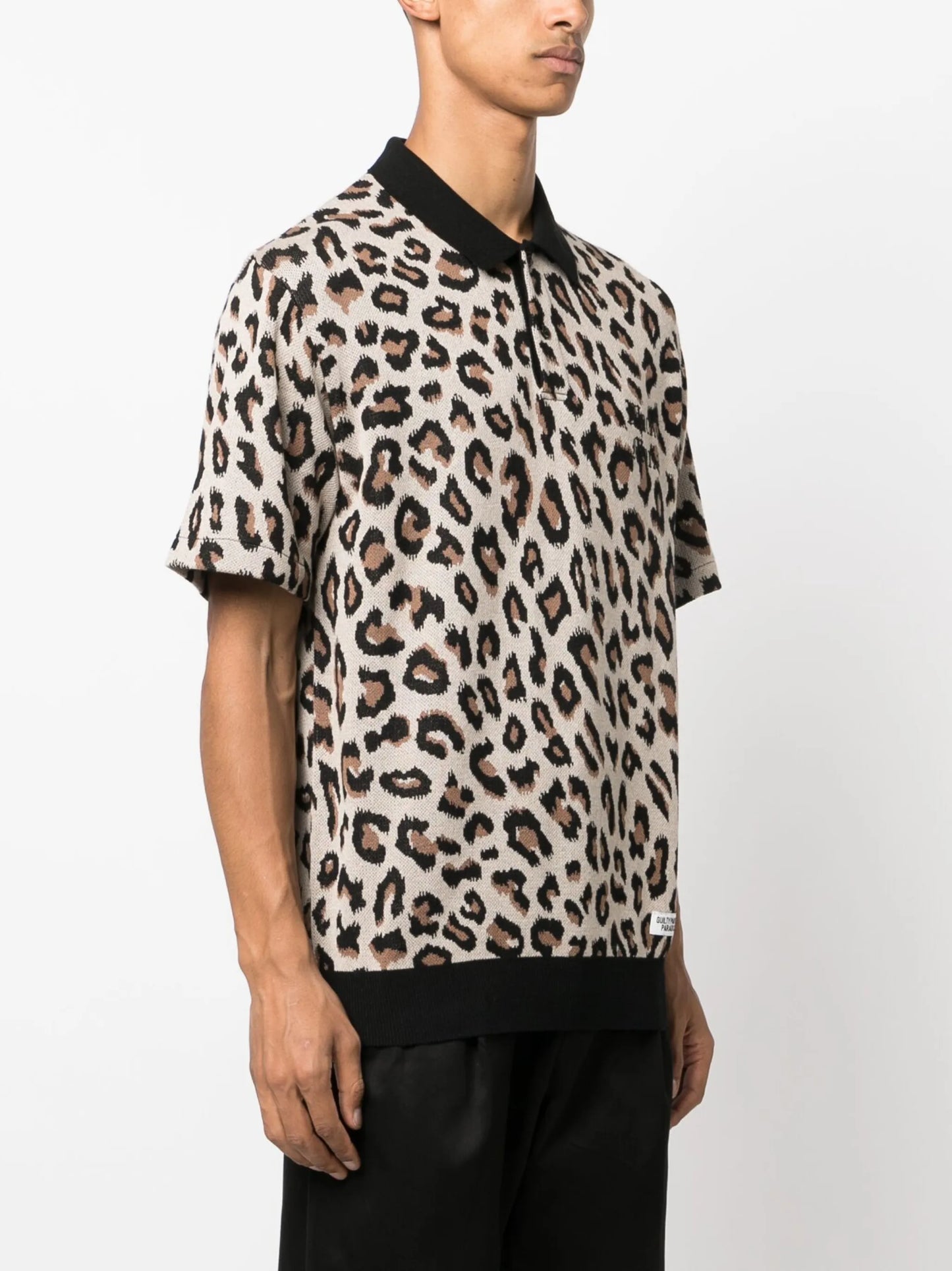 intarsia-knit leopard polo shirt