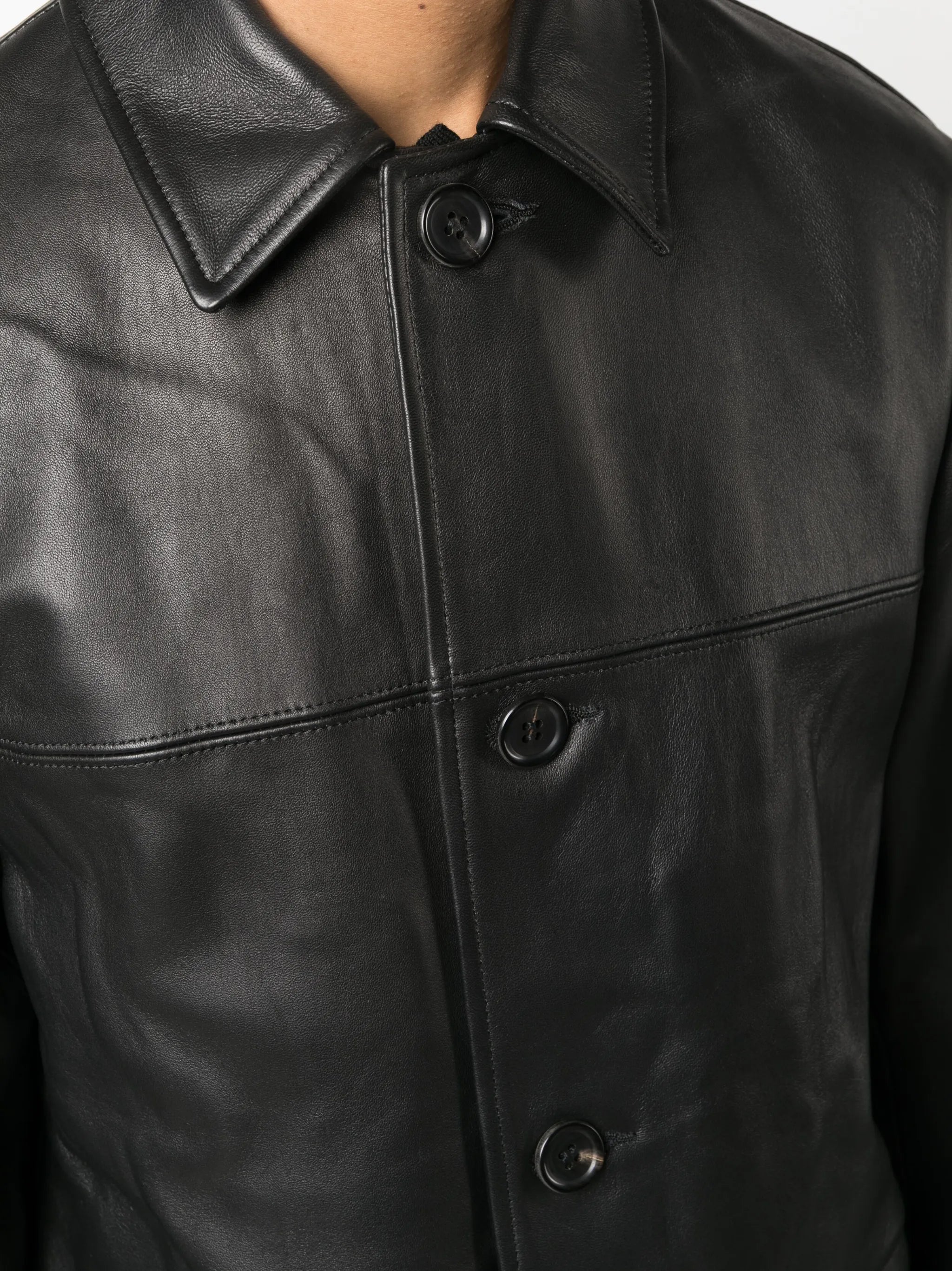 panelled-design leather jacket