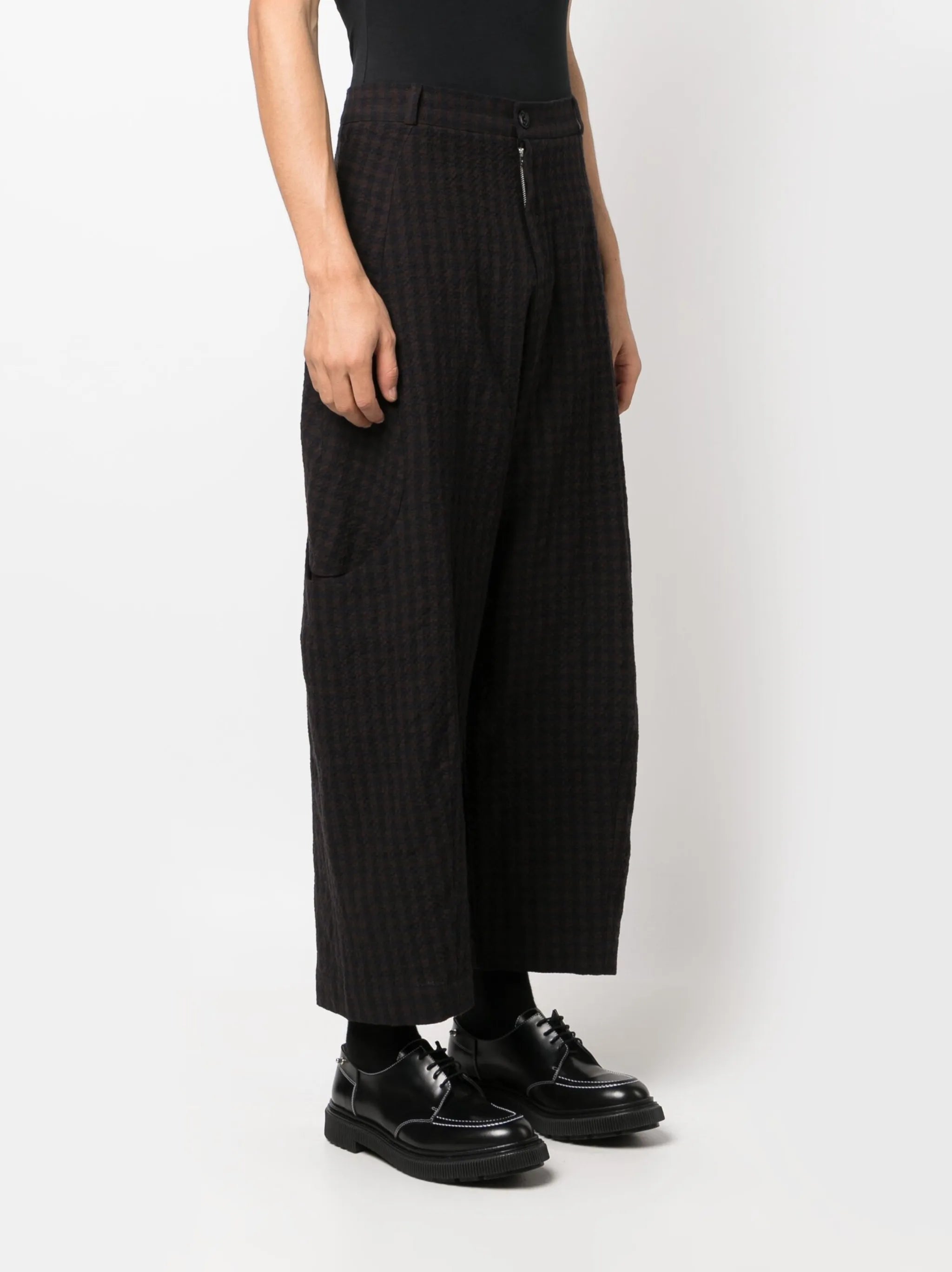 Malay check-print loose trousers