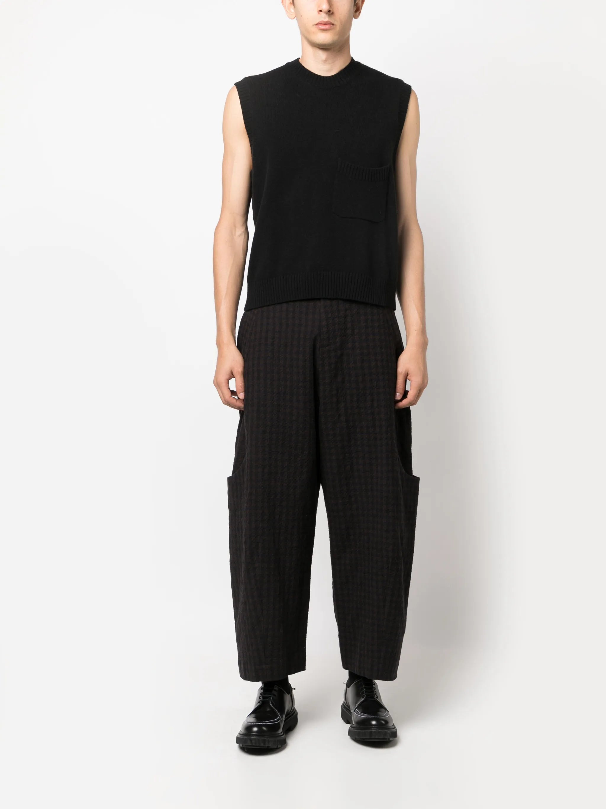 Malay check-print loose trousers
