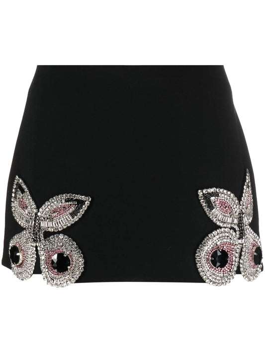 crystal-embellished butterfly mini skirt