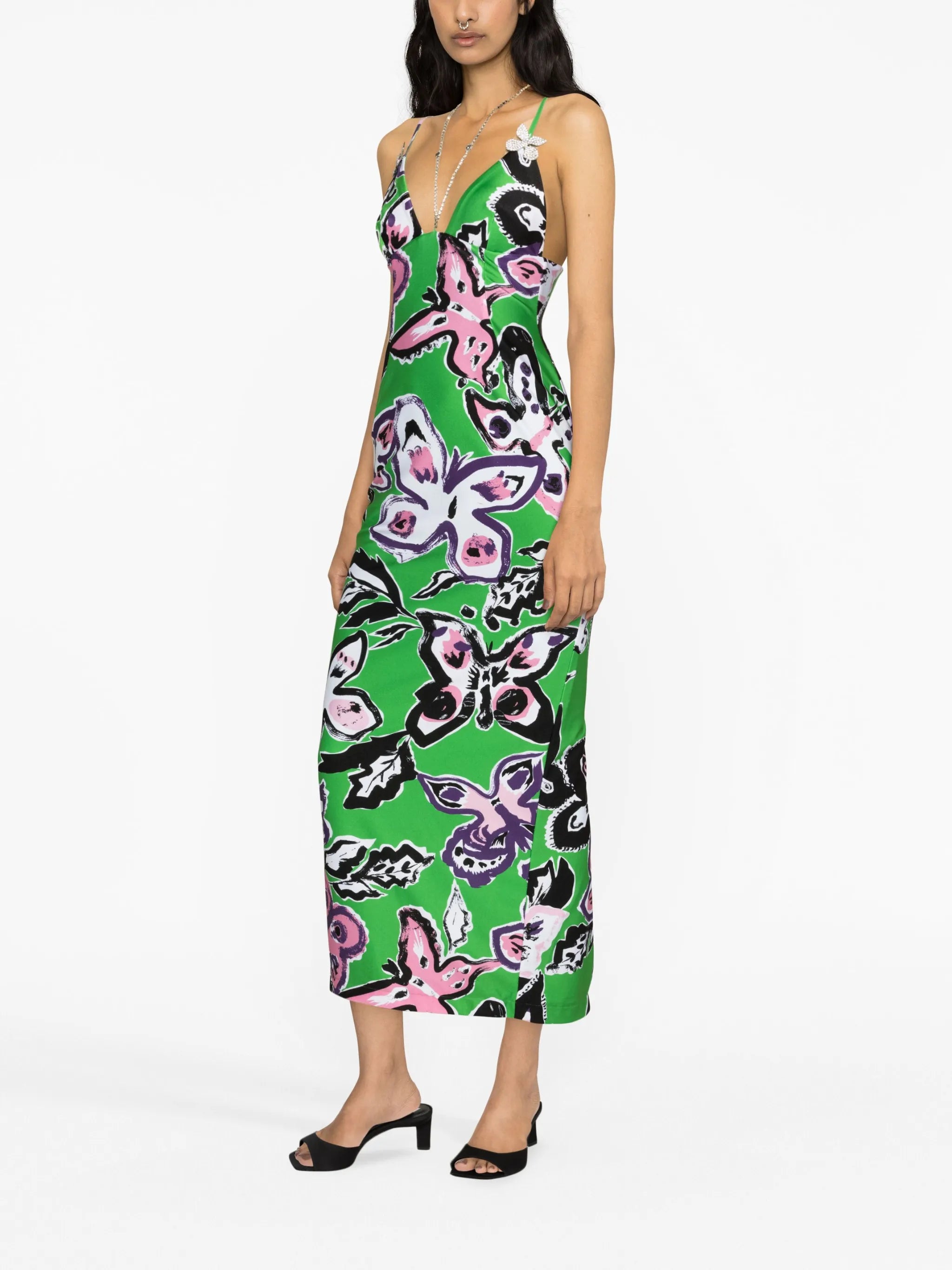 butterfly-print maxi dress