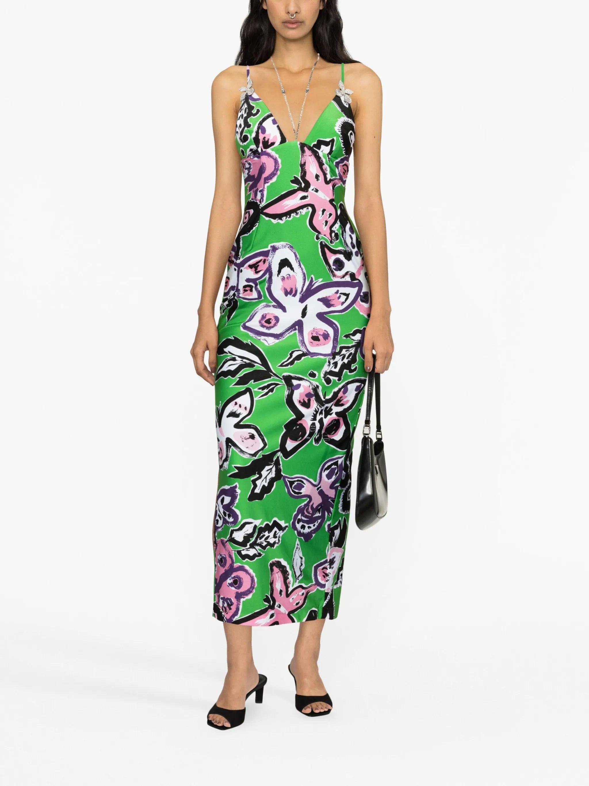 butterfly-print maxi dress