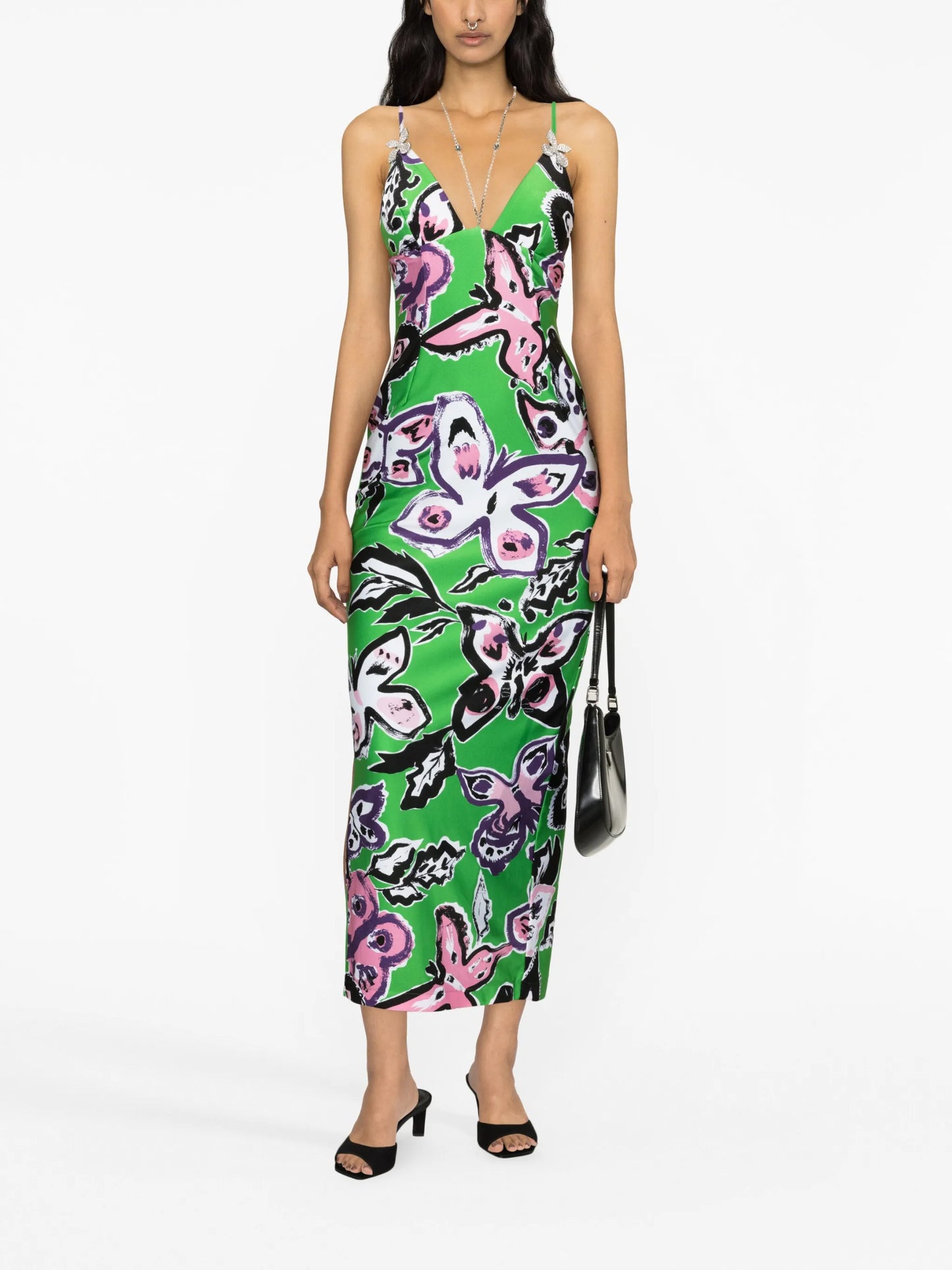 butterfly-print maxi dress