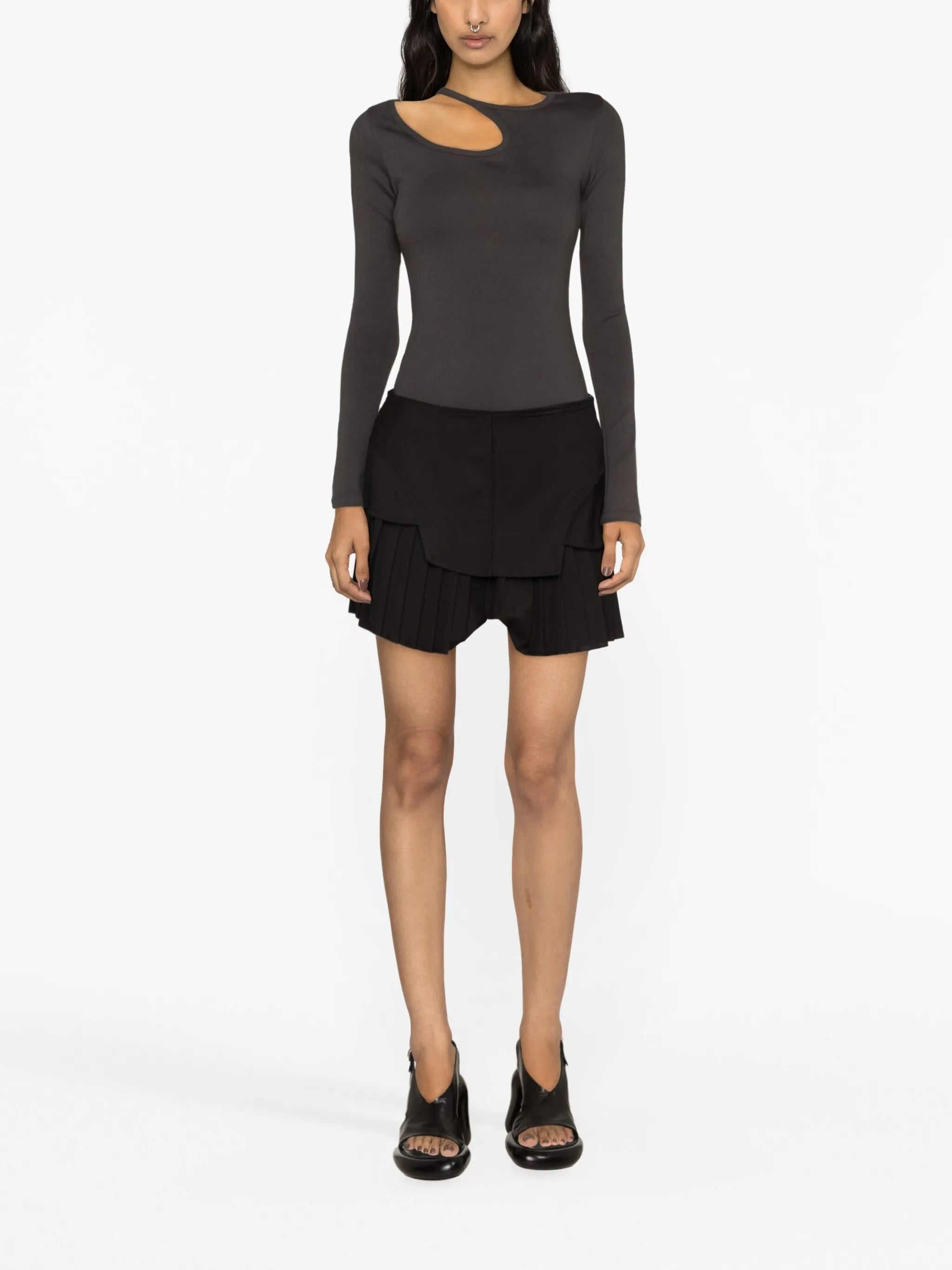 corset-detail pleated miniskirt