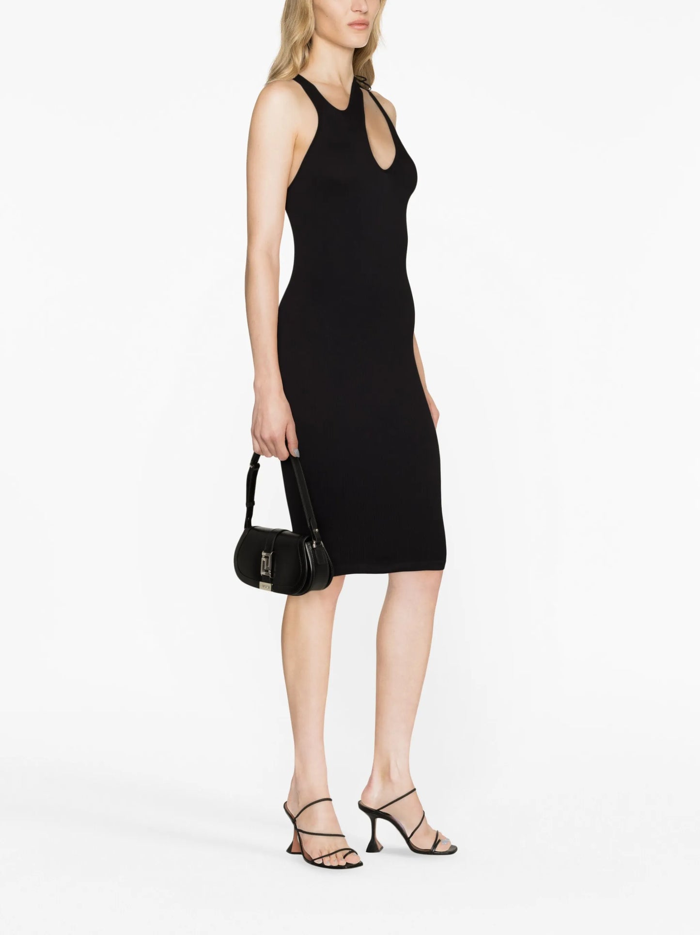 ribbed asymmetric sleeveless dress