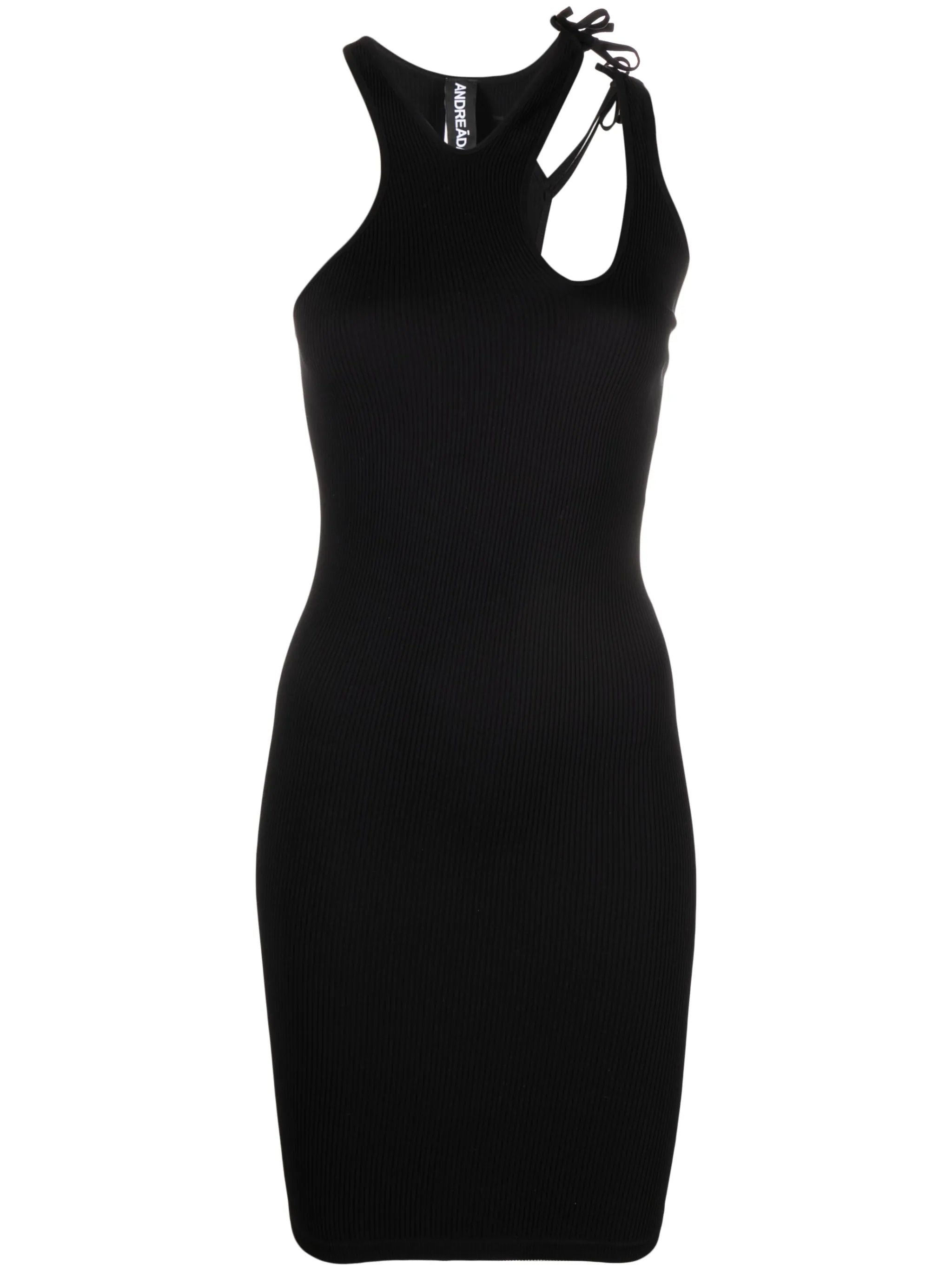 ribbed asymmetric sleeveless dress