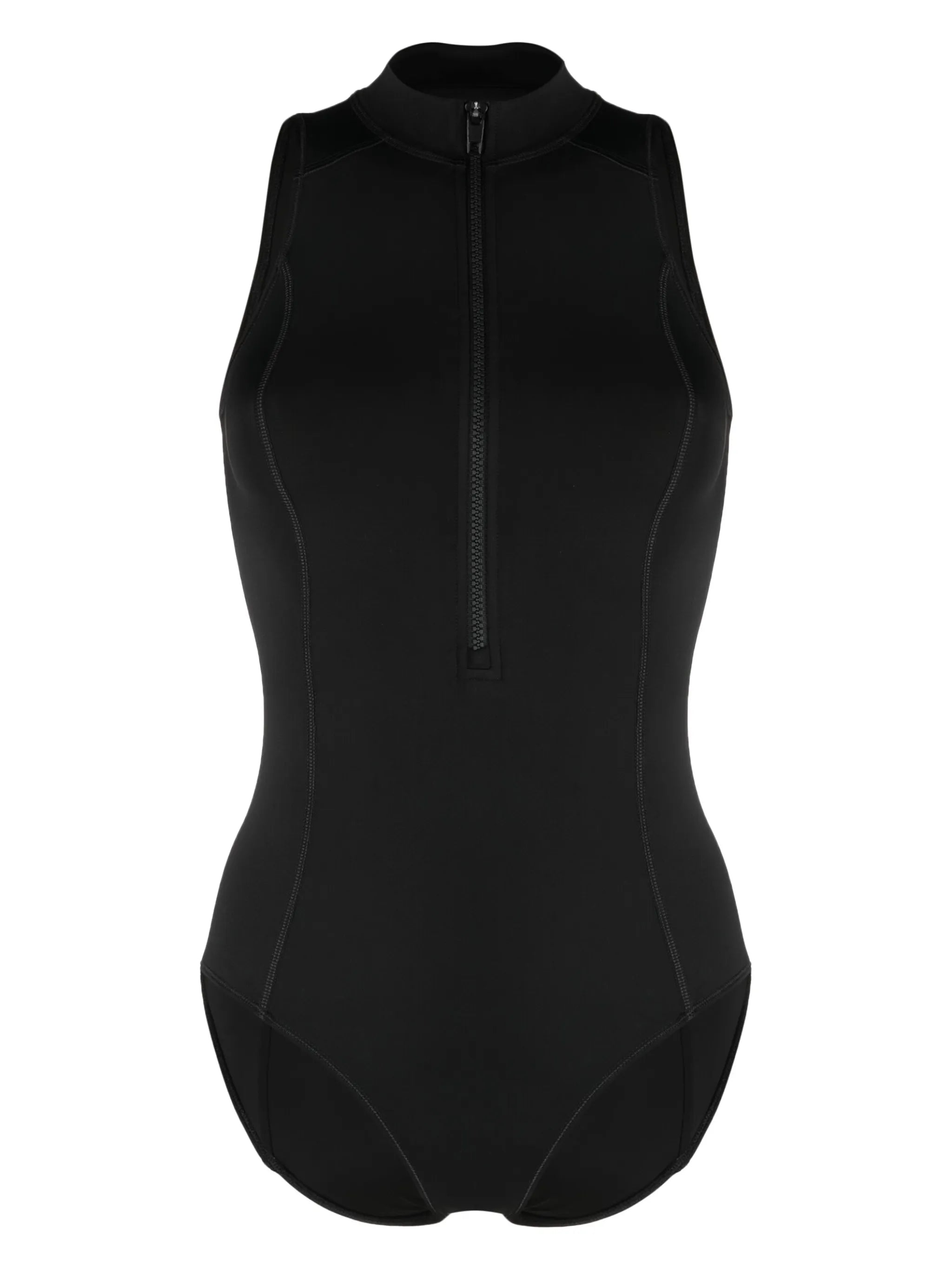 high-neck half-zip swimsuit