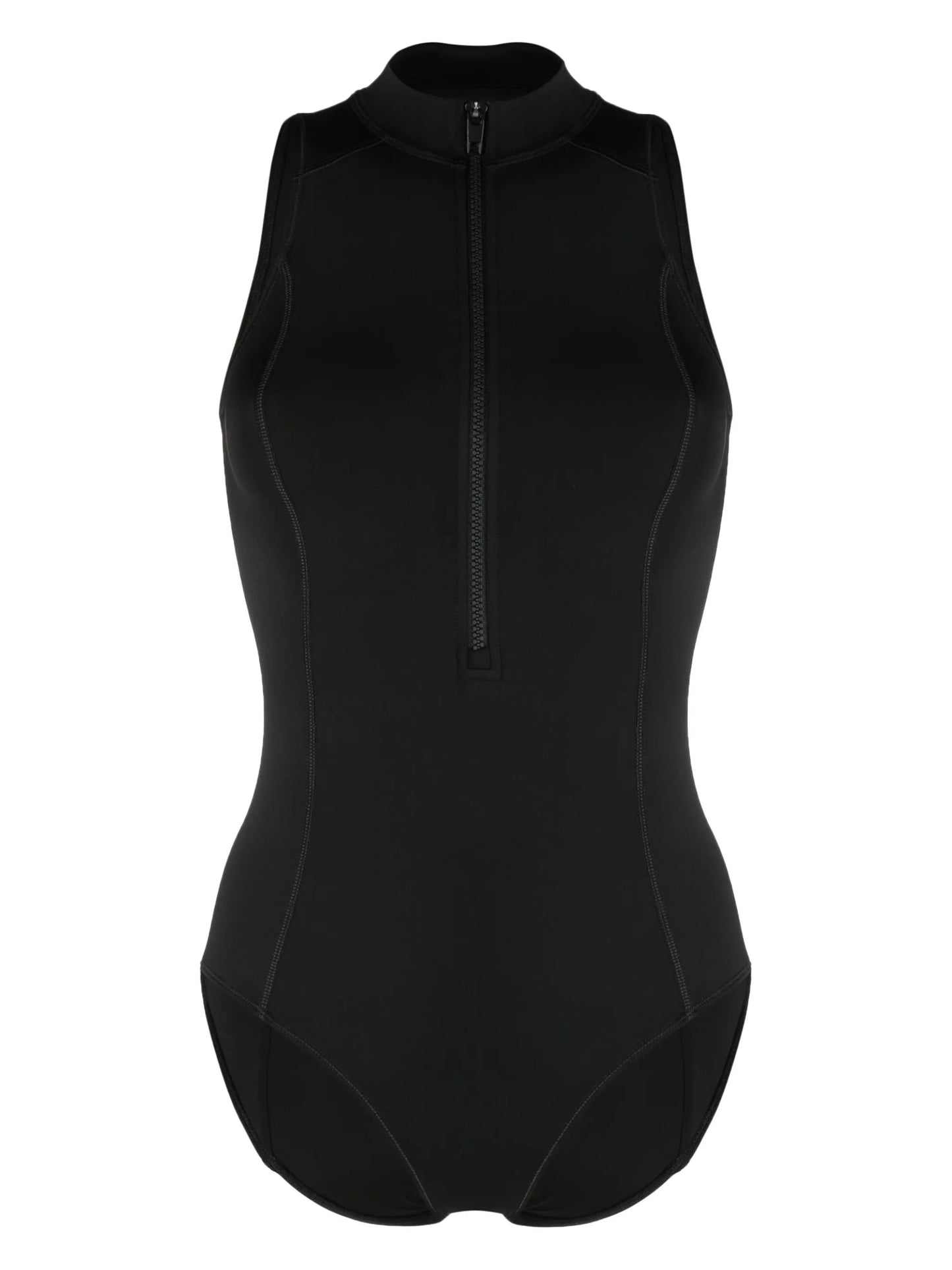 high-neck half-zip swimsuit