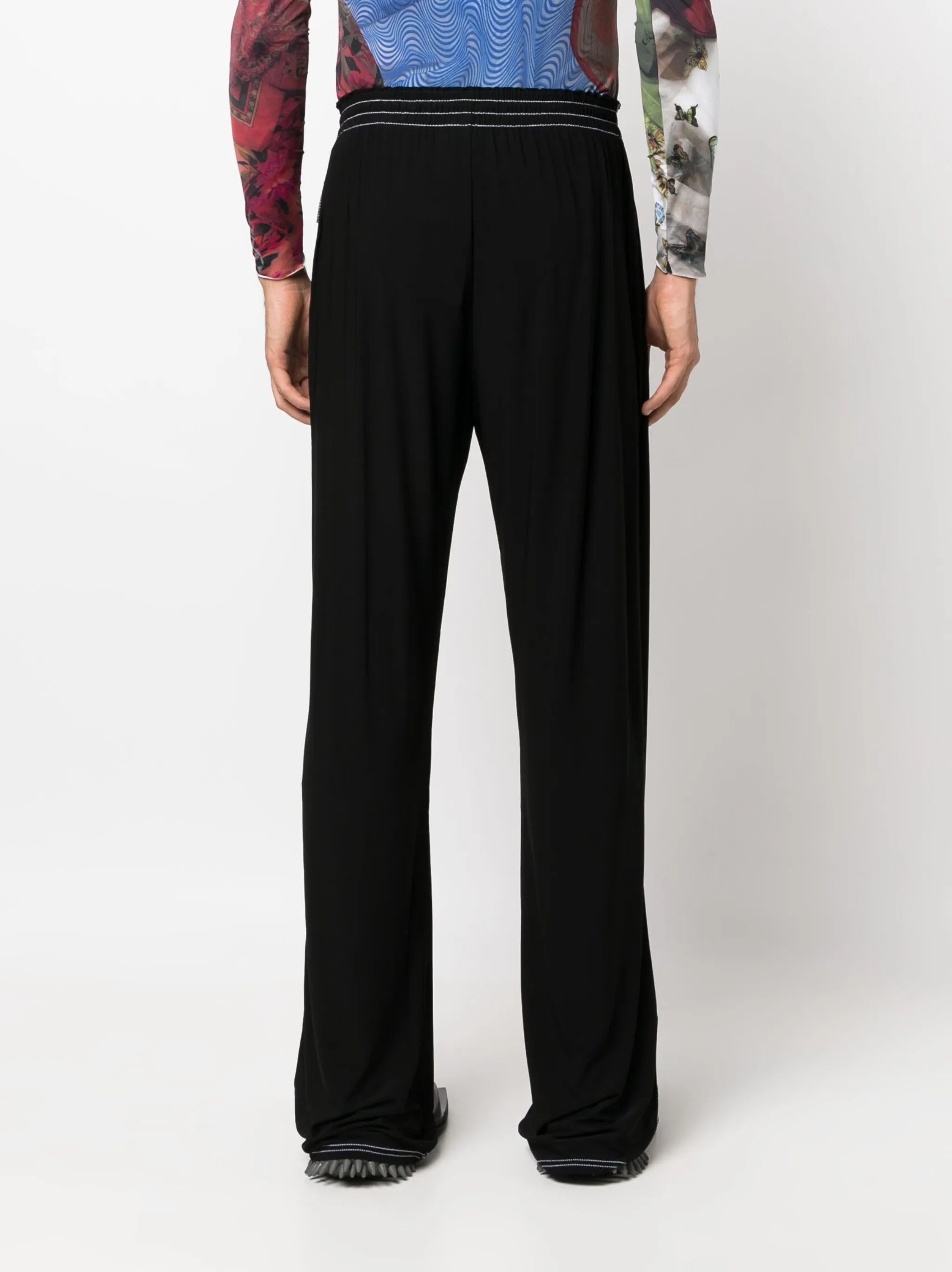 drawstring-waist straight-leg trousers