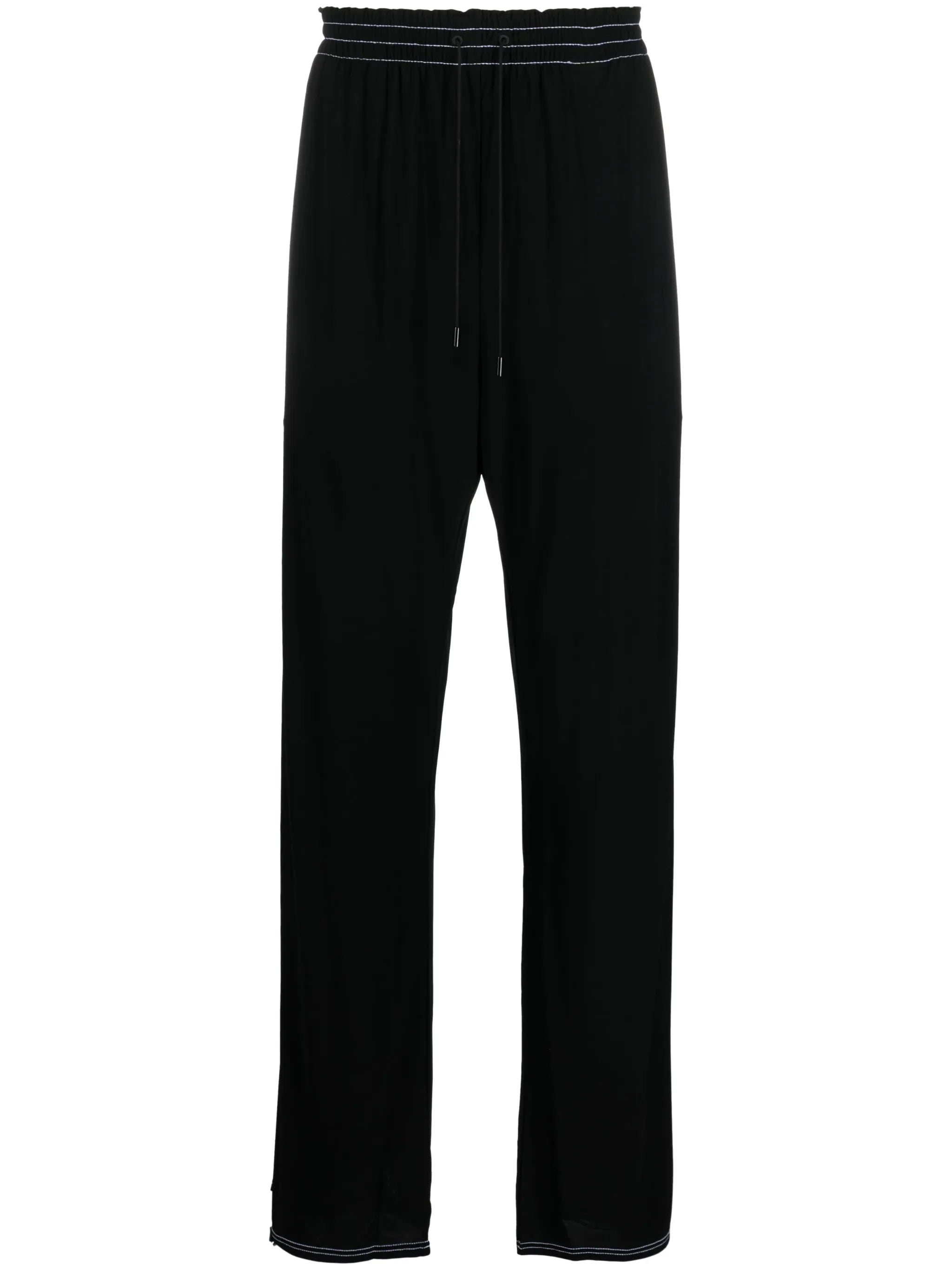 drawstring-waist straight-leg trousers
