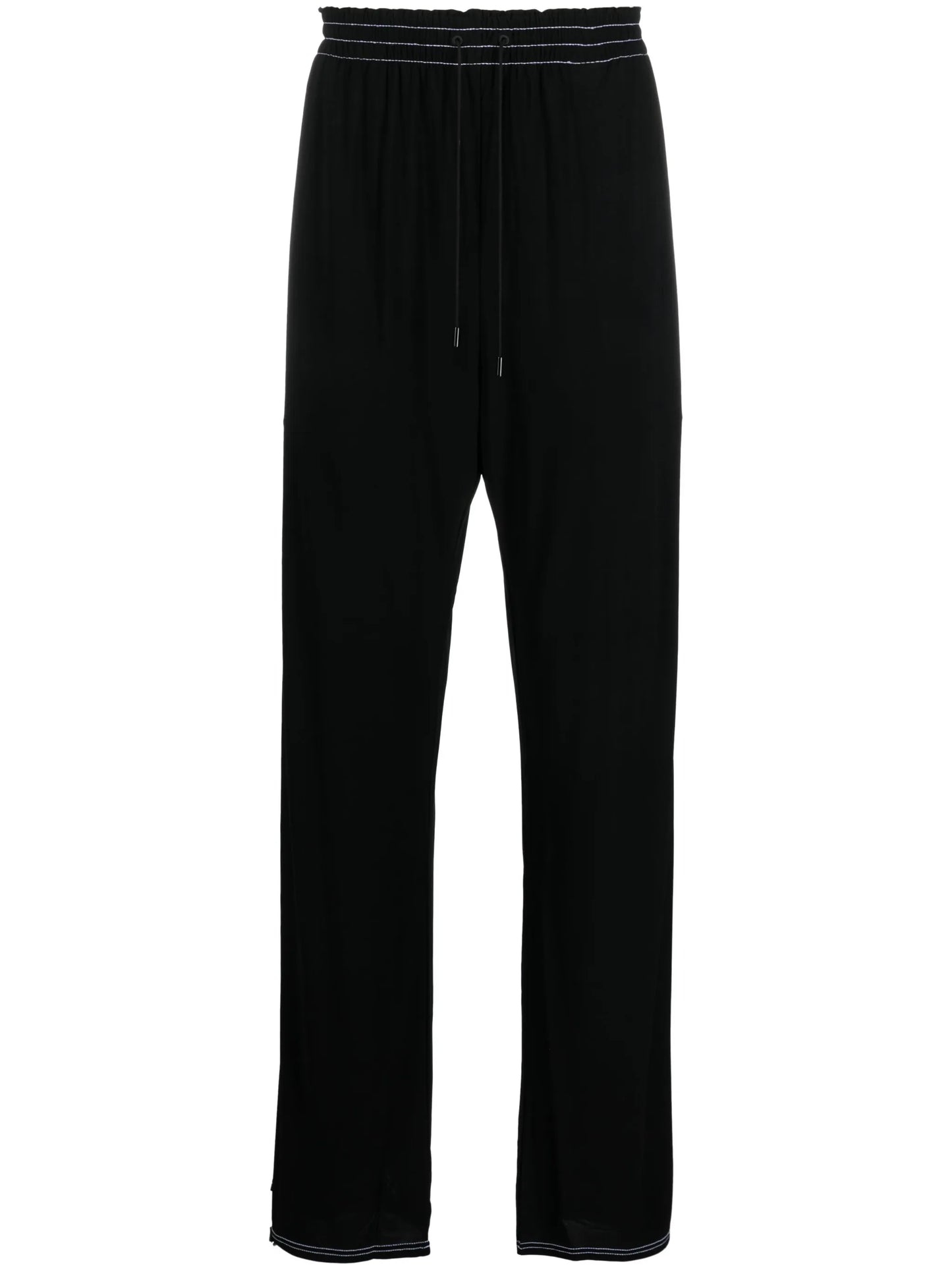 drawstring-waist straight-leg trousers