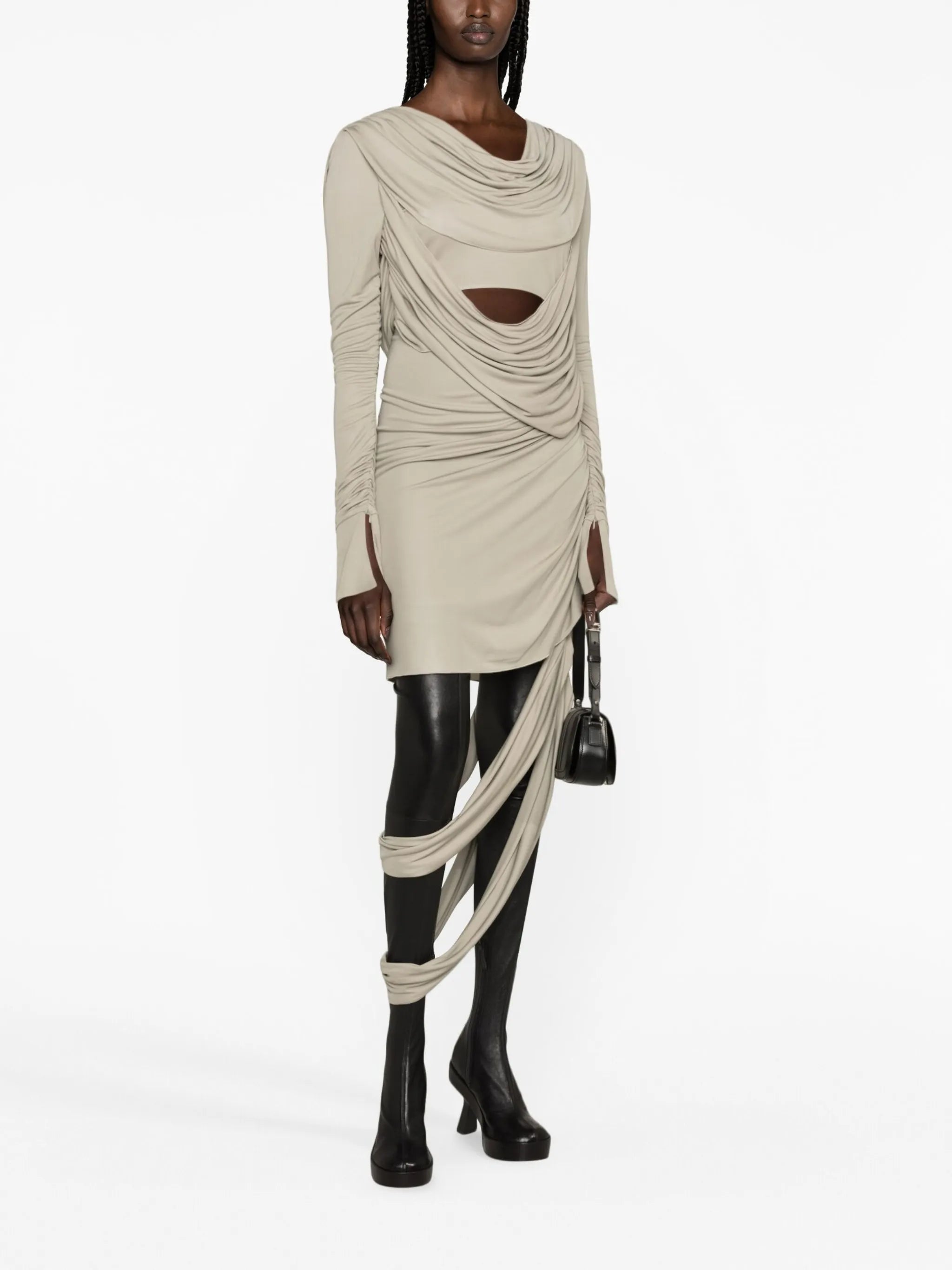 draped cut-out dress