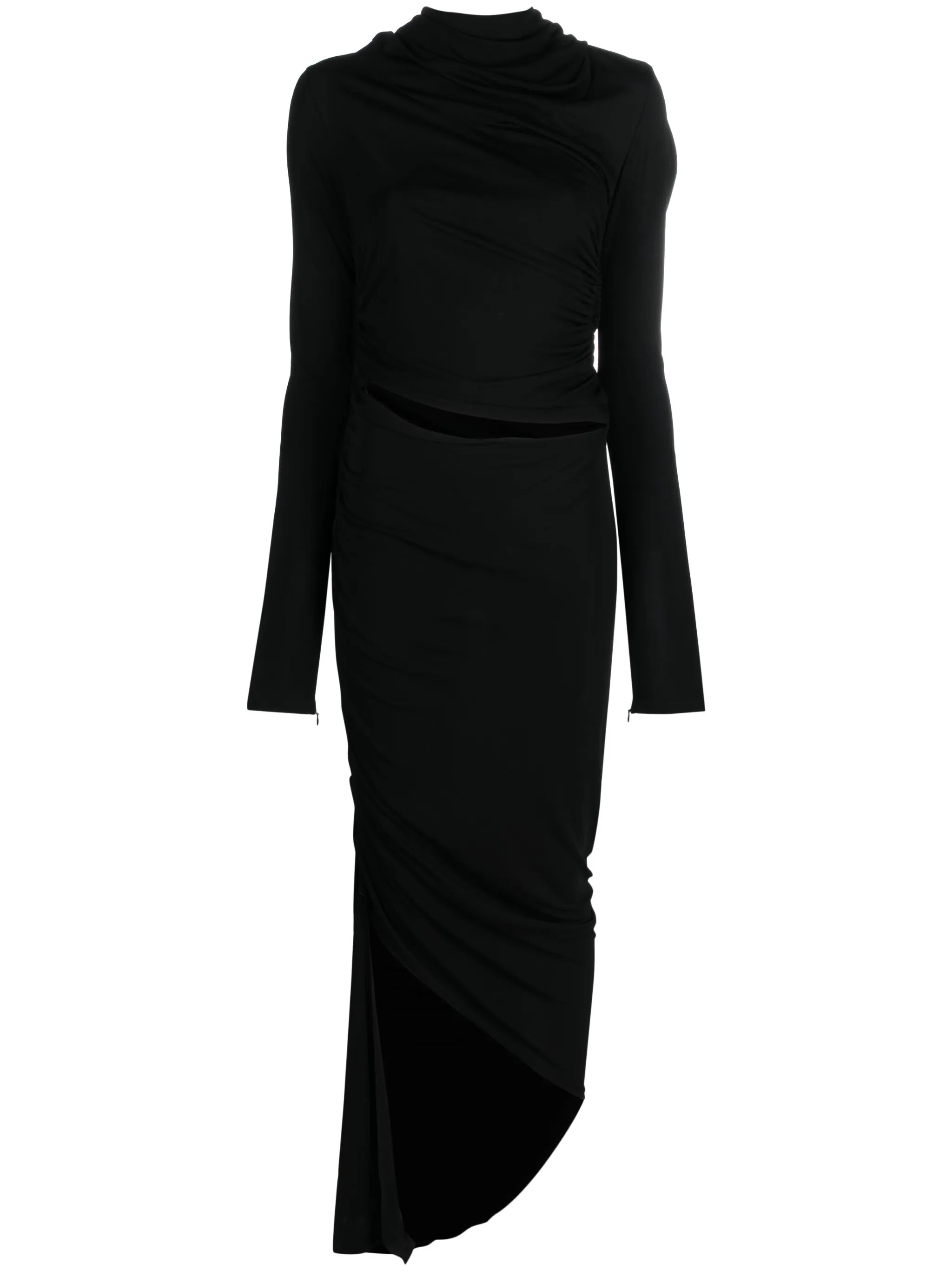 asymmetric draped midi dress