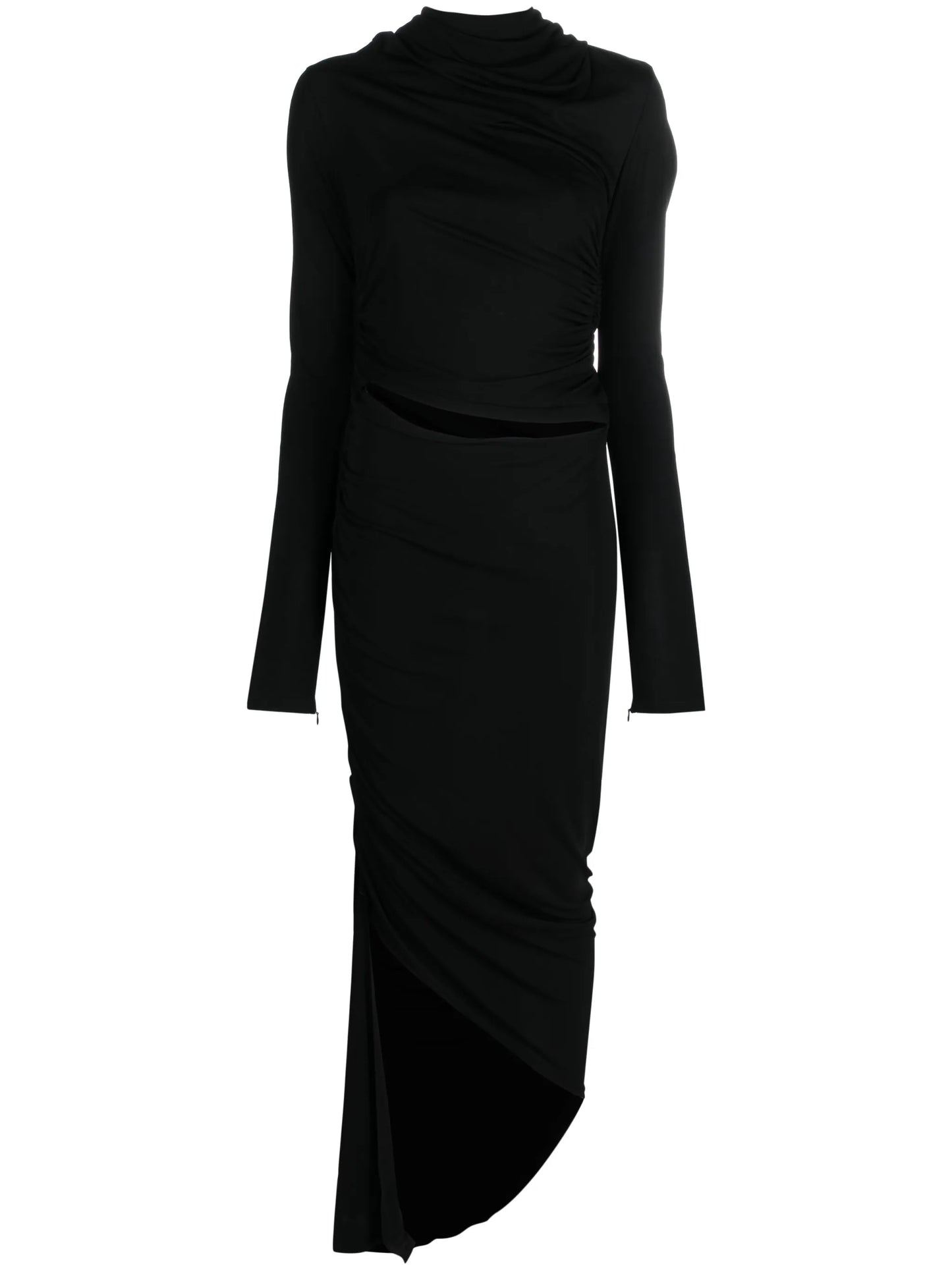 asymmetric draped midi dress