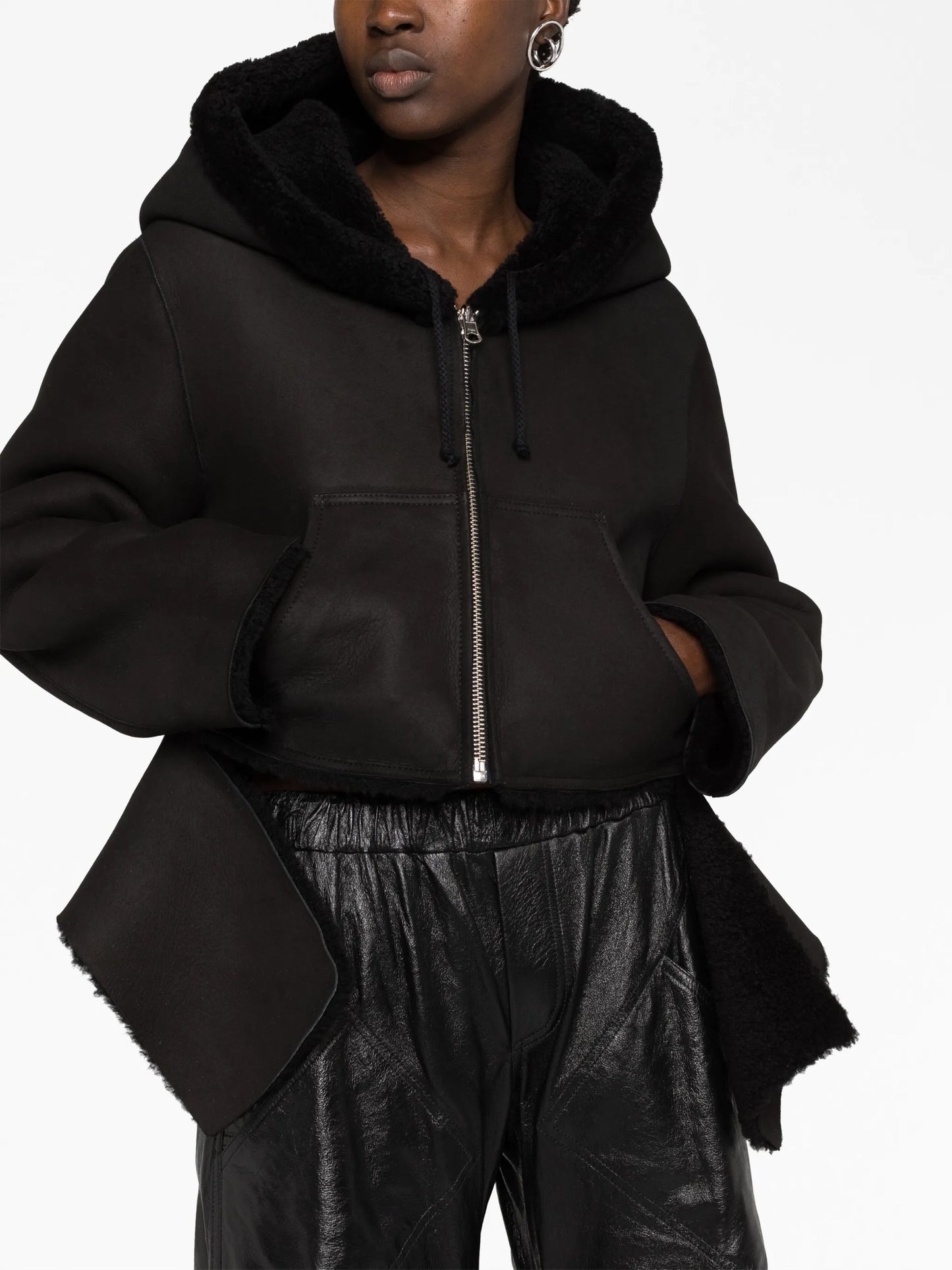 reversible shearling cropped jacket