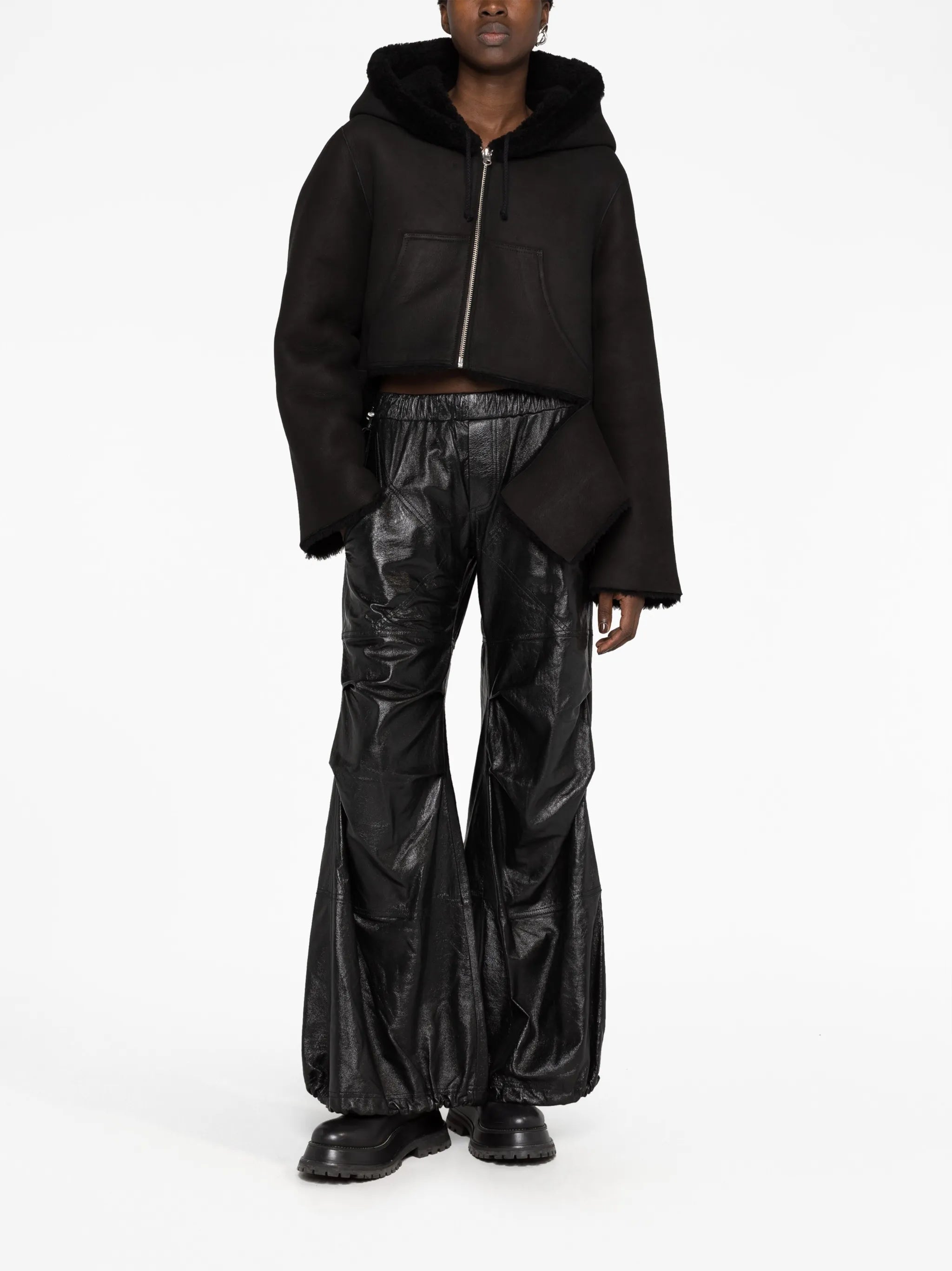 reversible shearling cropped jacket