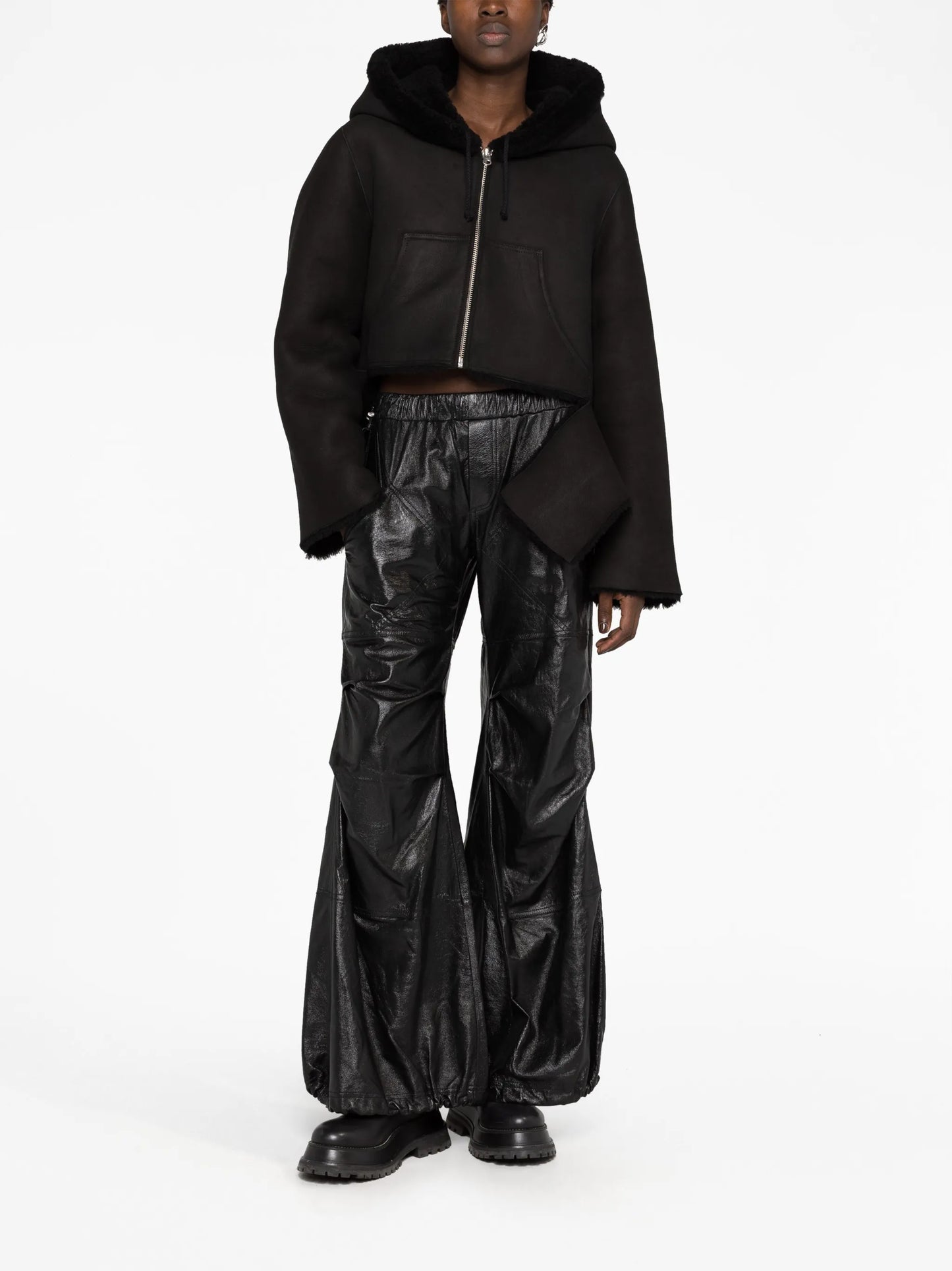 reversible shearling cropped jacket