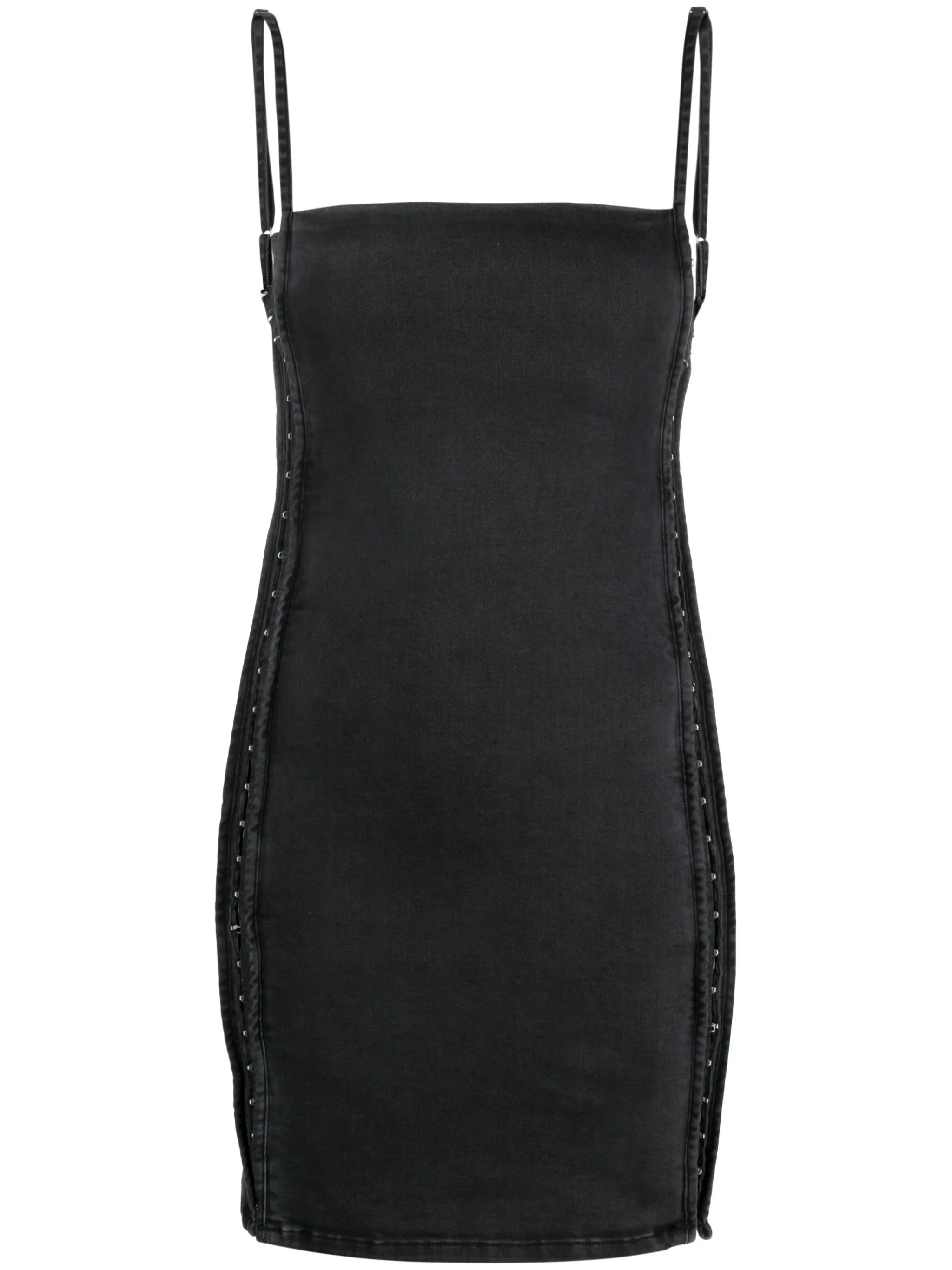 hook-and-eye denim minidress