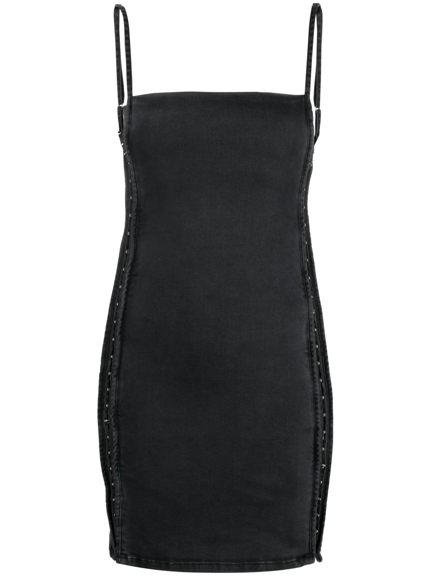 hook-and-eye denim minidress