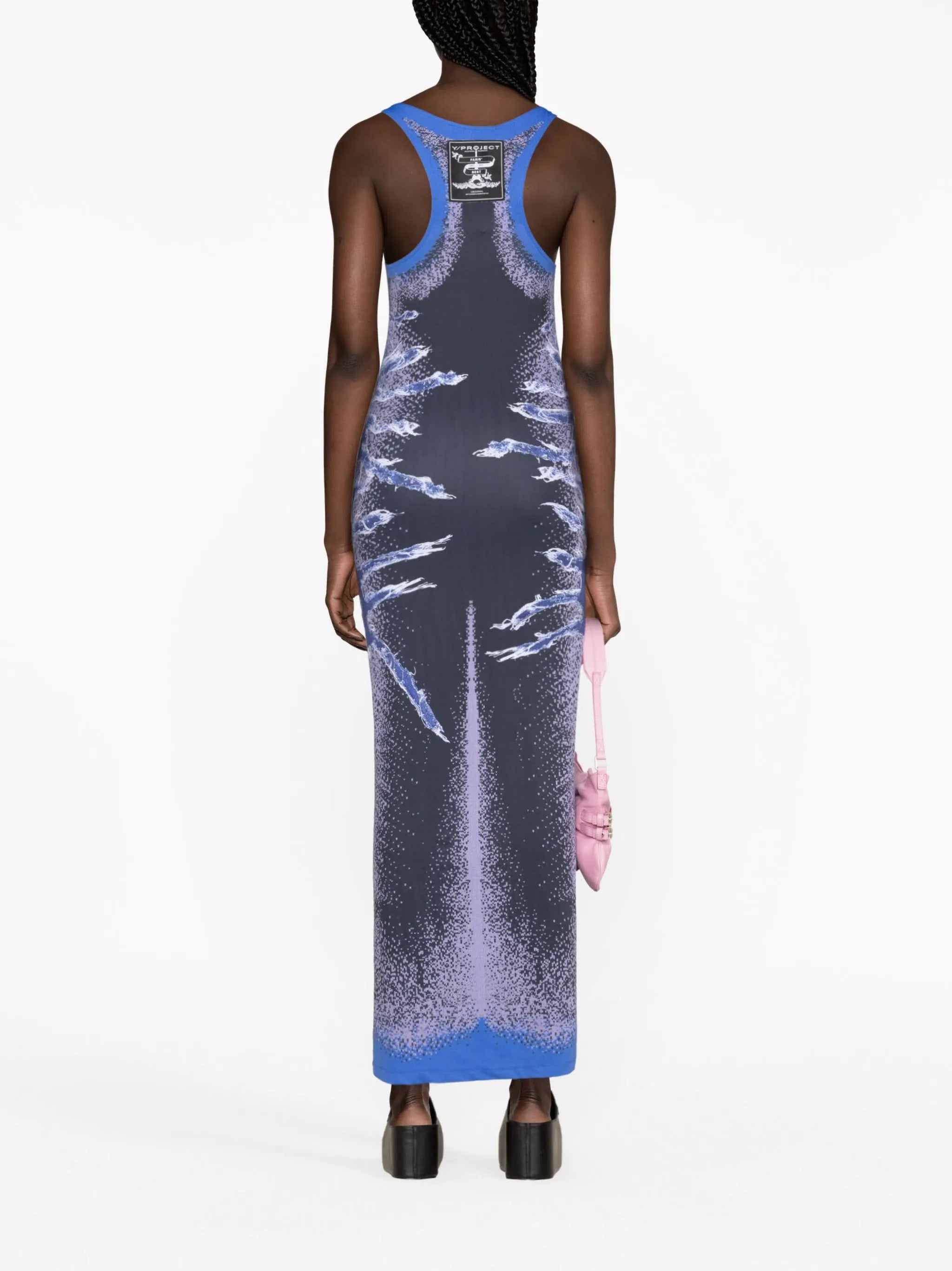 whisker-print sleeveless maxi dress