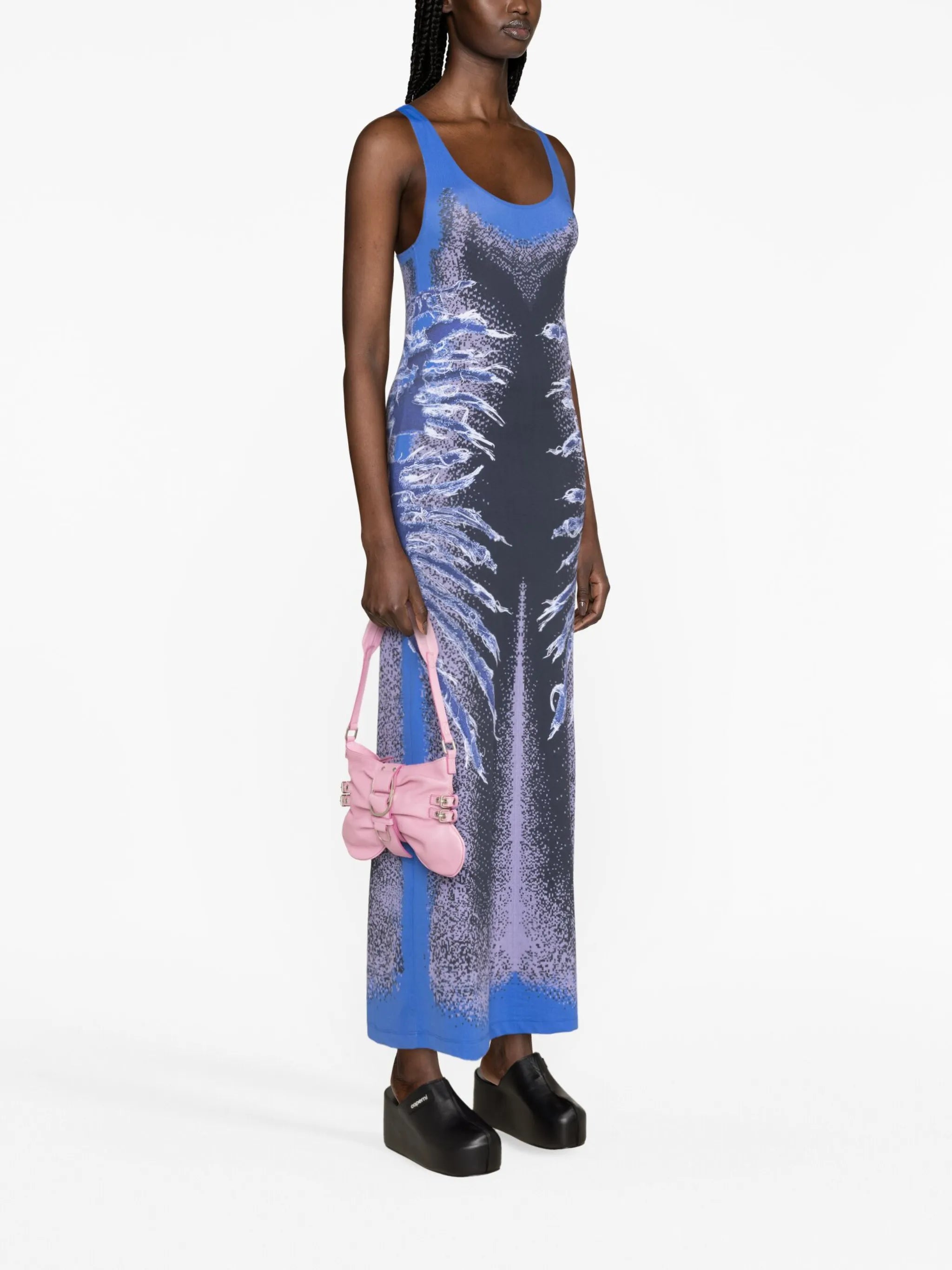 whisker-print sleeveless maxi dress