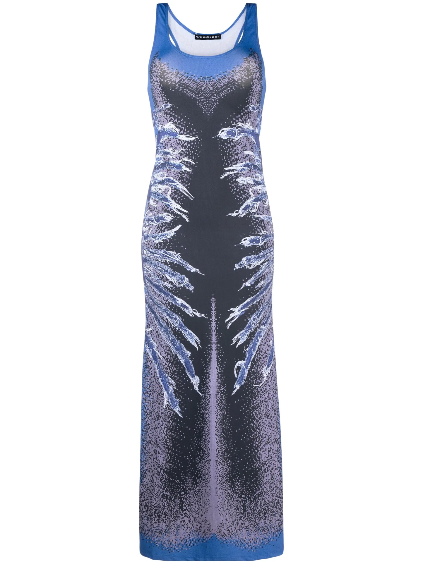 whisker-print sleeveless maxi dress
